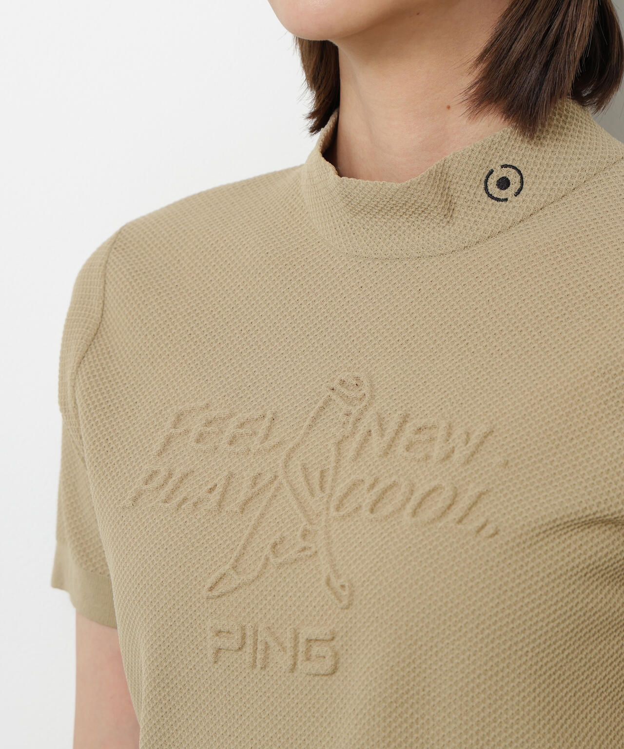 PING APPAREL】Mr.PINGエンボス半袖ハイネックニット ＜NATIVE