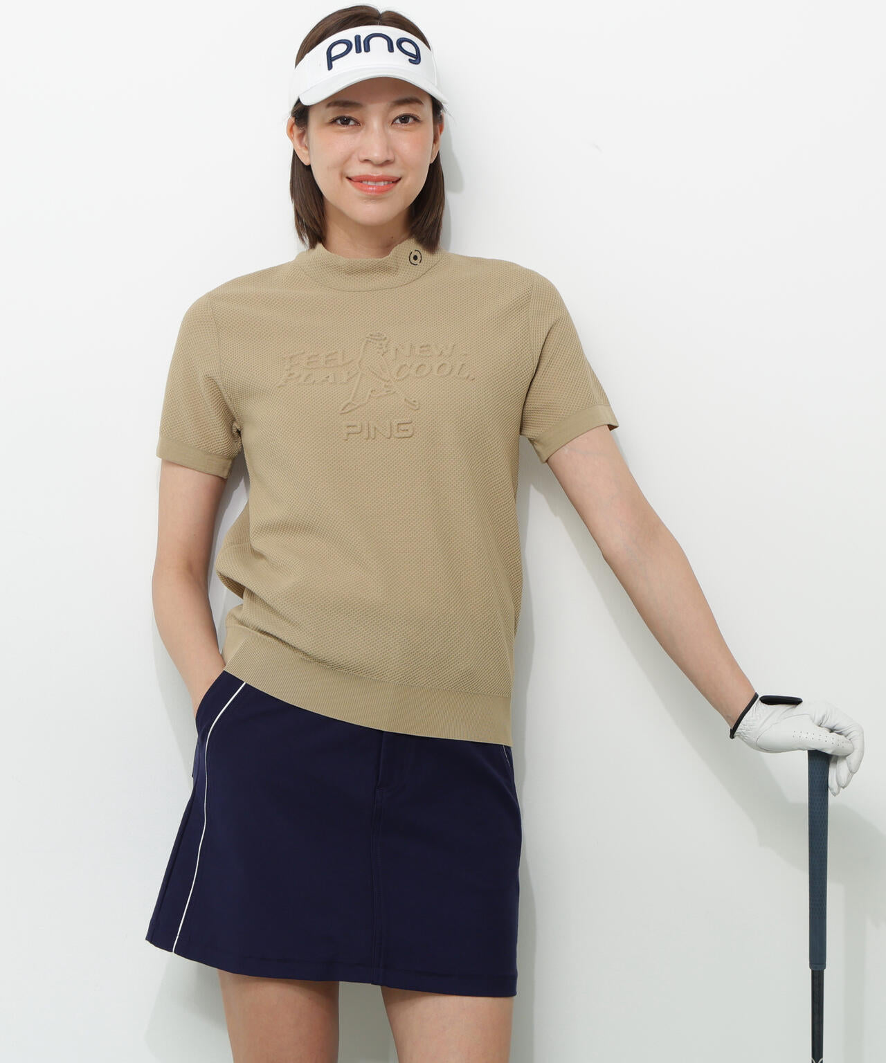 PING APPAREL】Mr.PINGエンボス半袖ハイネックニット ＜NATIVE
