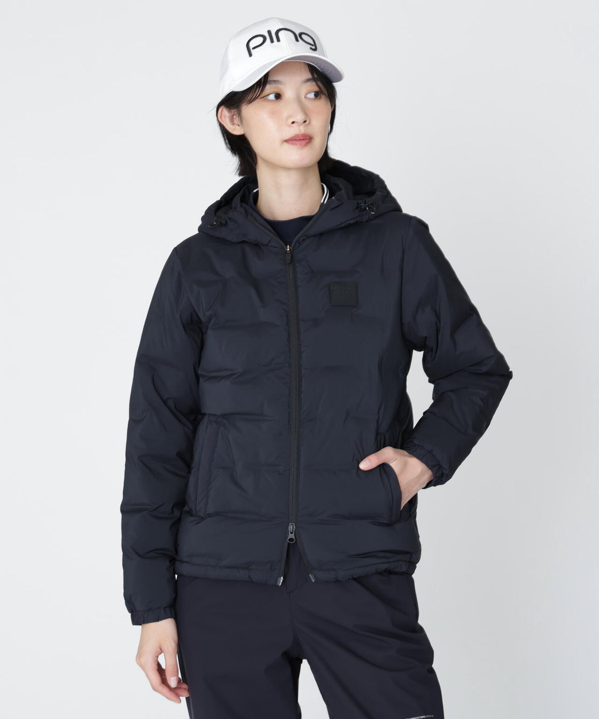 [PING APPAREL] [撥水・保温] サーモライトエコメイド二重織中綿フーディブルゾン (LADIES)