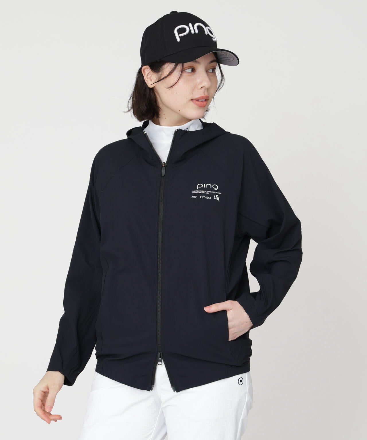 PING APPAREL】全方向ストレッチフルジップフーディーブルゾン (LADIES