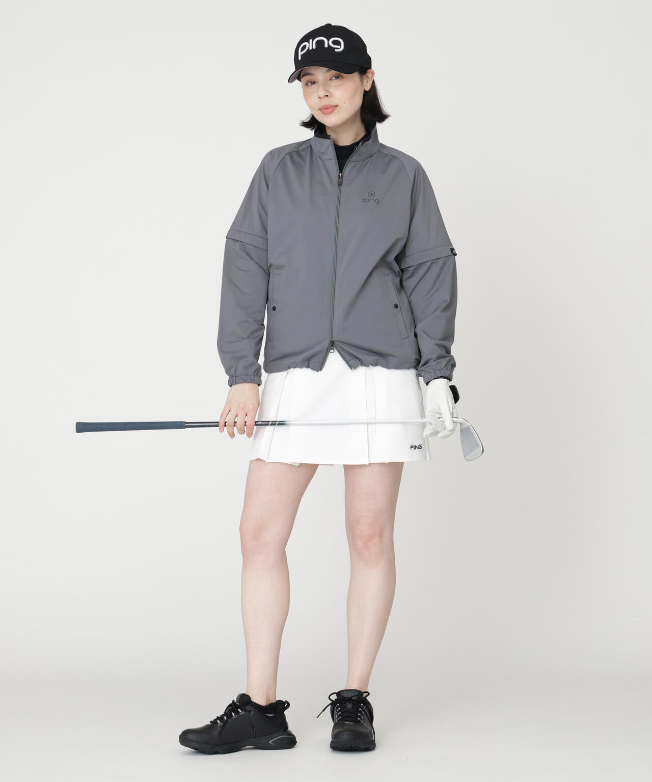 PING APPAREL】ストレッチハイゲージ天竺2WAYスタンドフルジップ