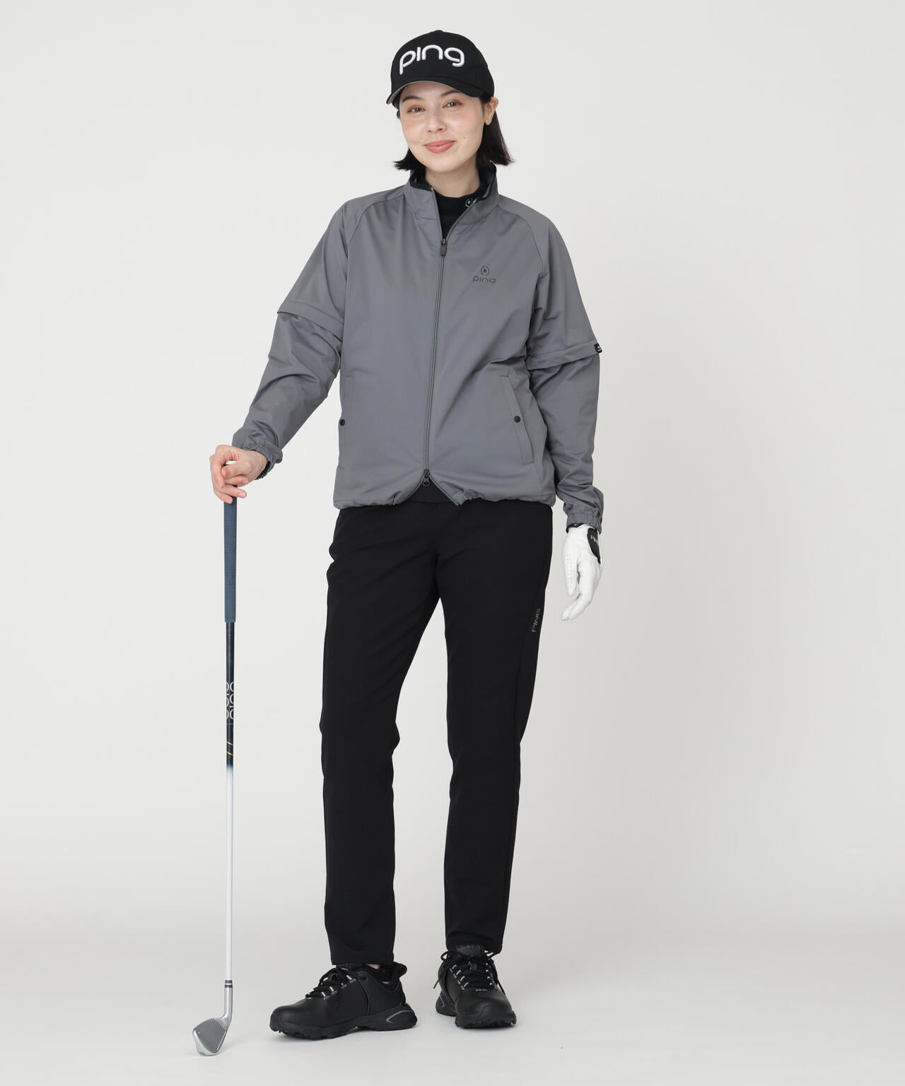 PING APPAREL】ストレッチハイゲージ天竺2WAYスタンドフルジップ