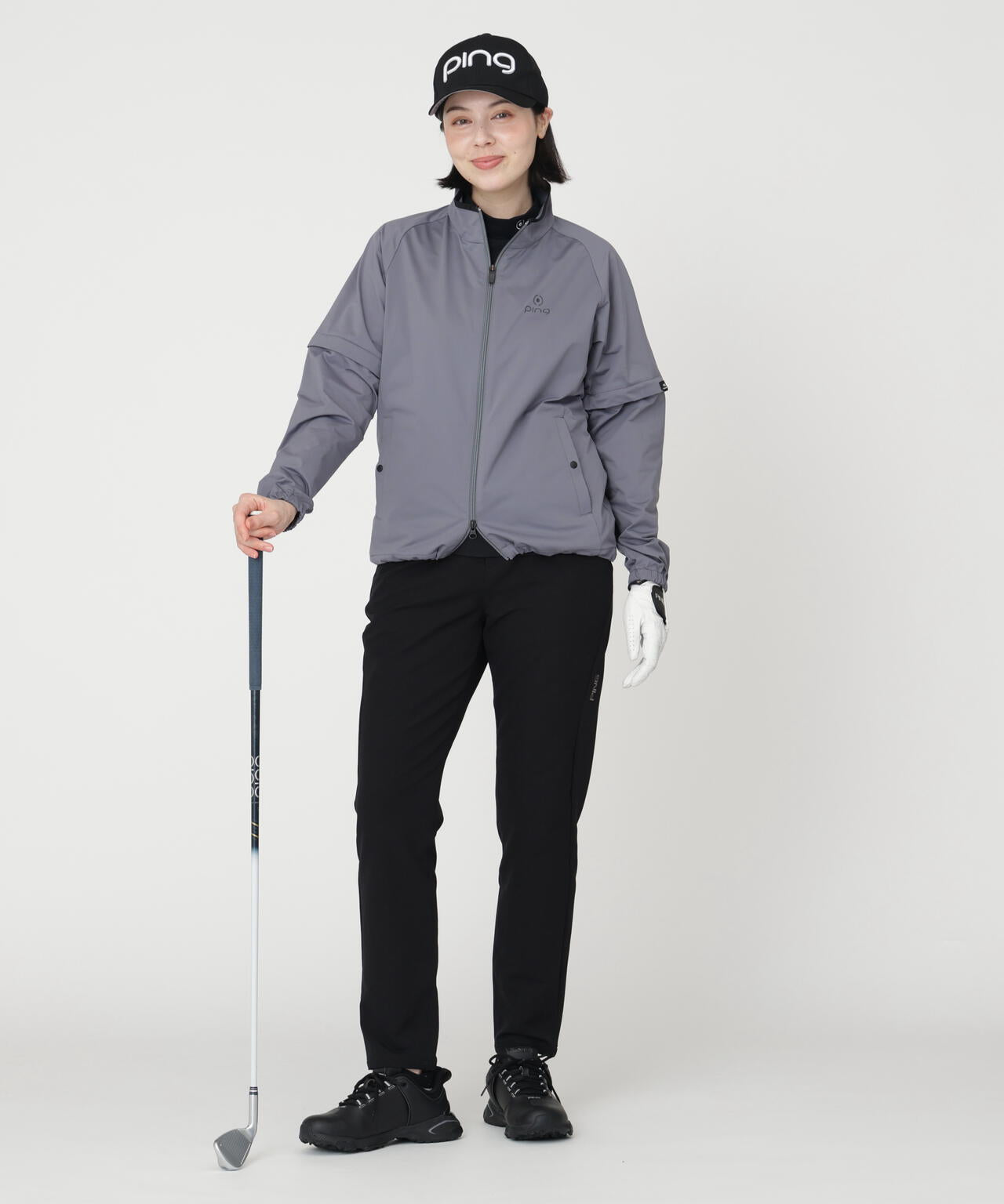 【PING APPAREL】ストレッチハイゲージ天竺2WAYスタンドフルジップブルゾン (LADIES)