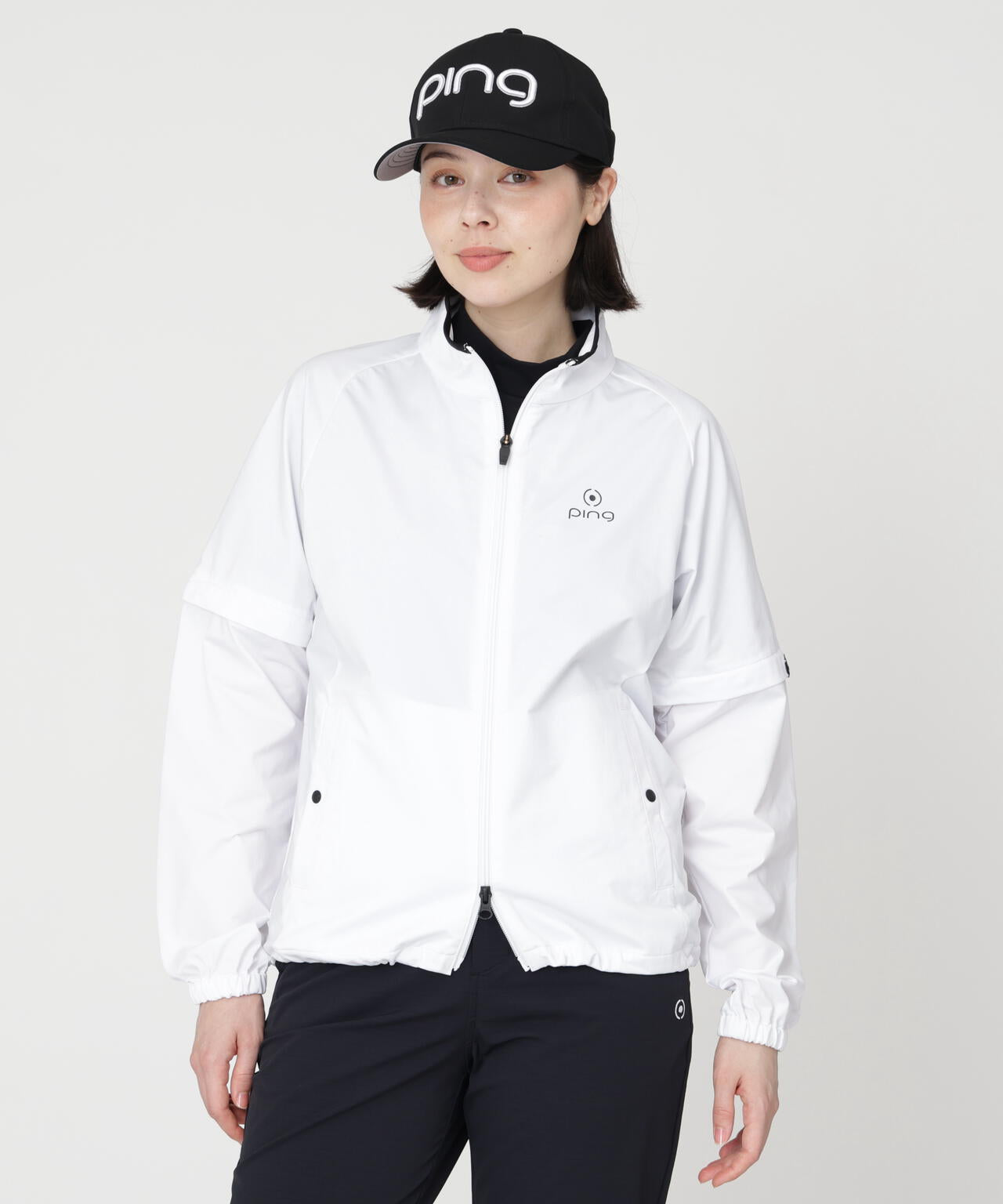 【PING APPAREL】ストレッチハイゲージ天竺2WAYスタンドフルジップブルゾン (LADIES)