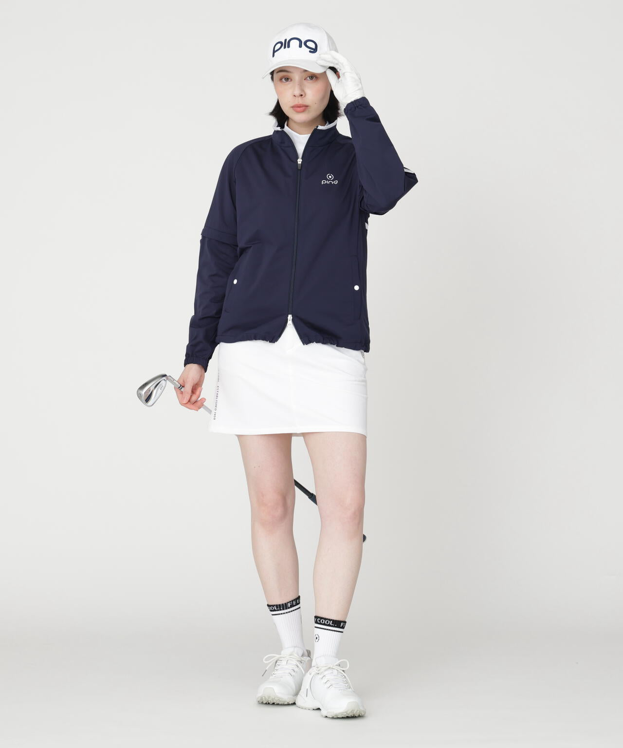 【PING APPAREL】ストレッチハイゲージ天竺2WAYスタンドフルジップブルゾン (LADIES)