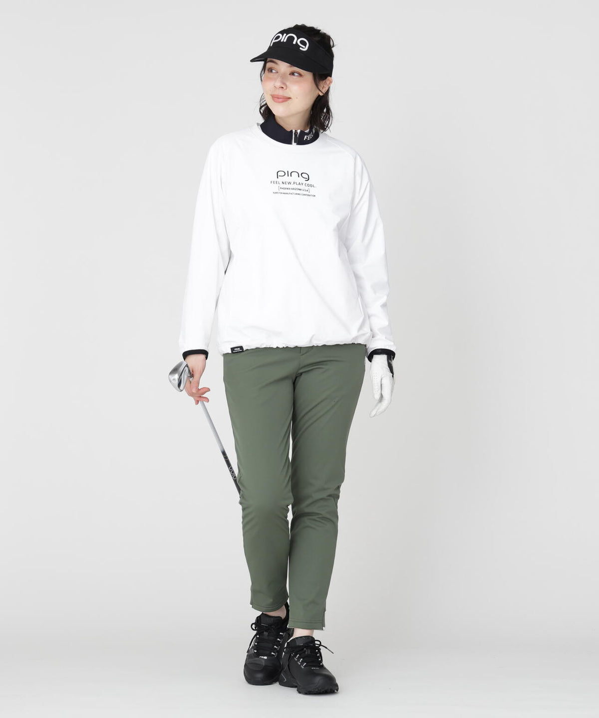 [PING APPAREL] [ストレッチ・防風] 裾ロゴジャカードボンディングジョガーパンツ (LADIES)