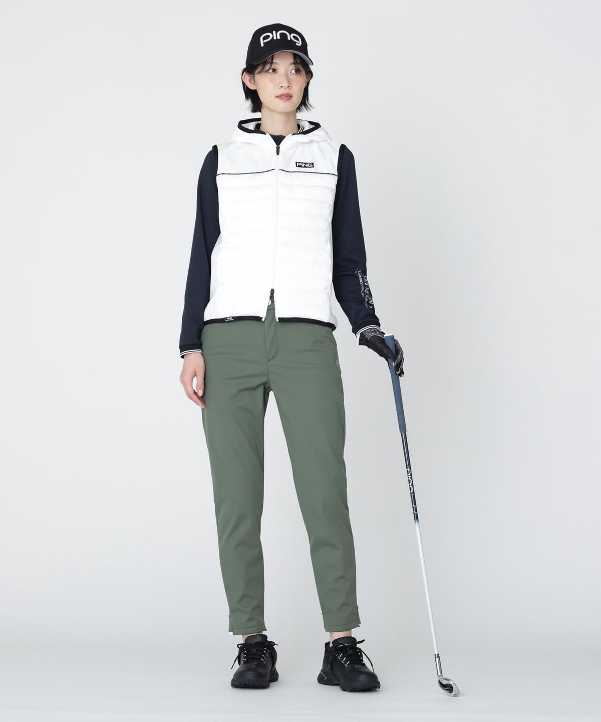 [PING APPAREL] [ストレッチ・防風] 裾ロゴジャカードボンディングジョガーパンツ (LADIES)