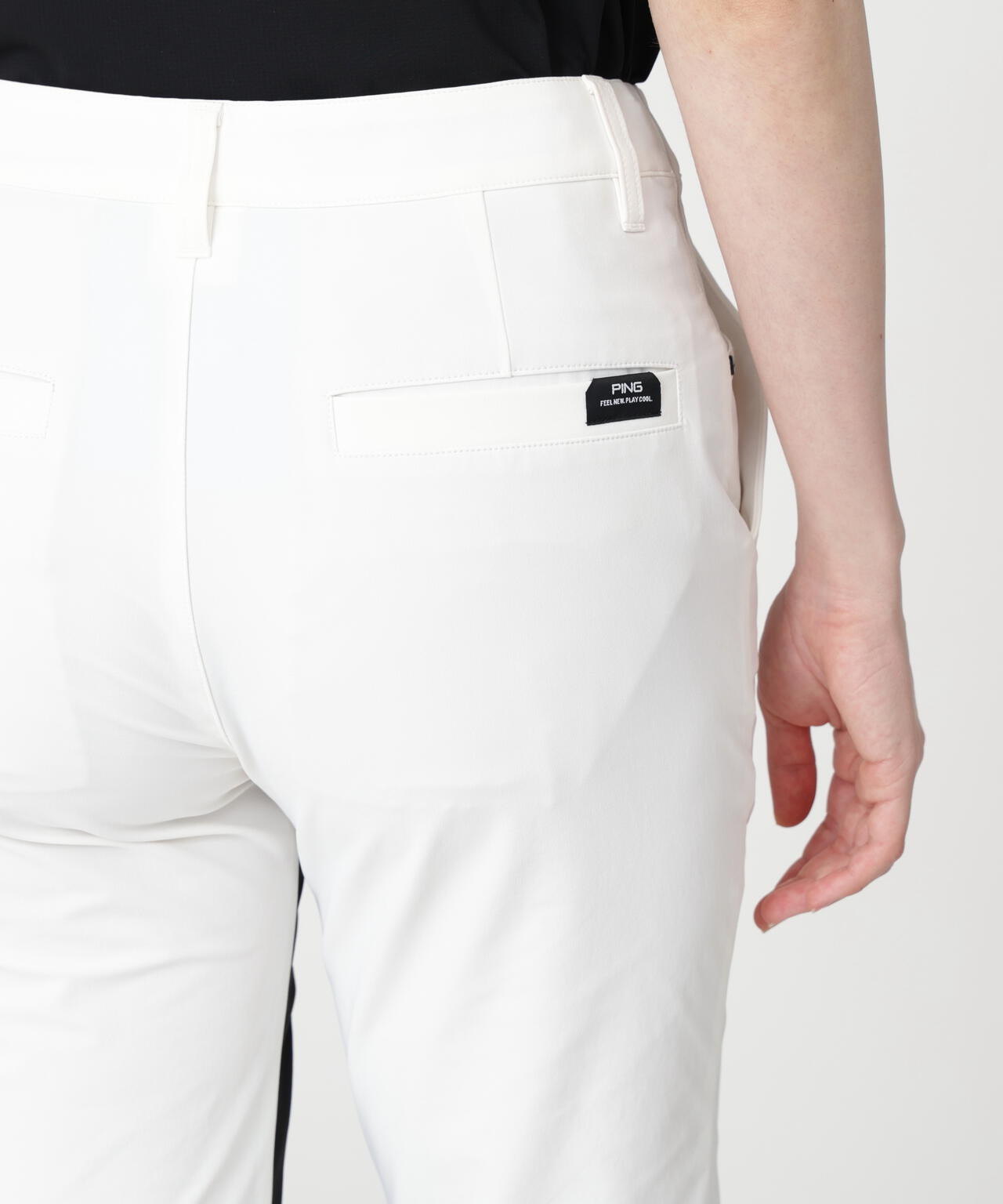 【PING APPAREL】全方向ストレッチ二重織 フィット＆ストレッチ配色テーパードパンツ (LADIES)