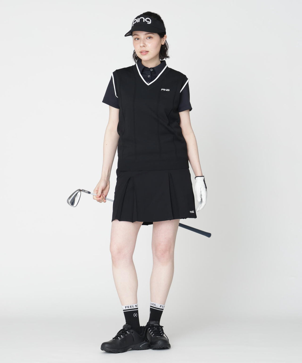 [PING APPAREL] パーテックスアンリミテッドプリーツスカート ＜GOLD＞ (LADIES)