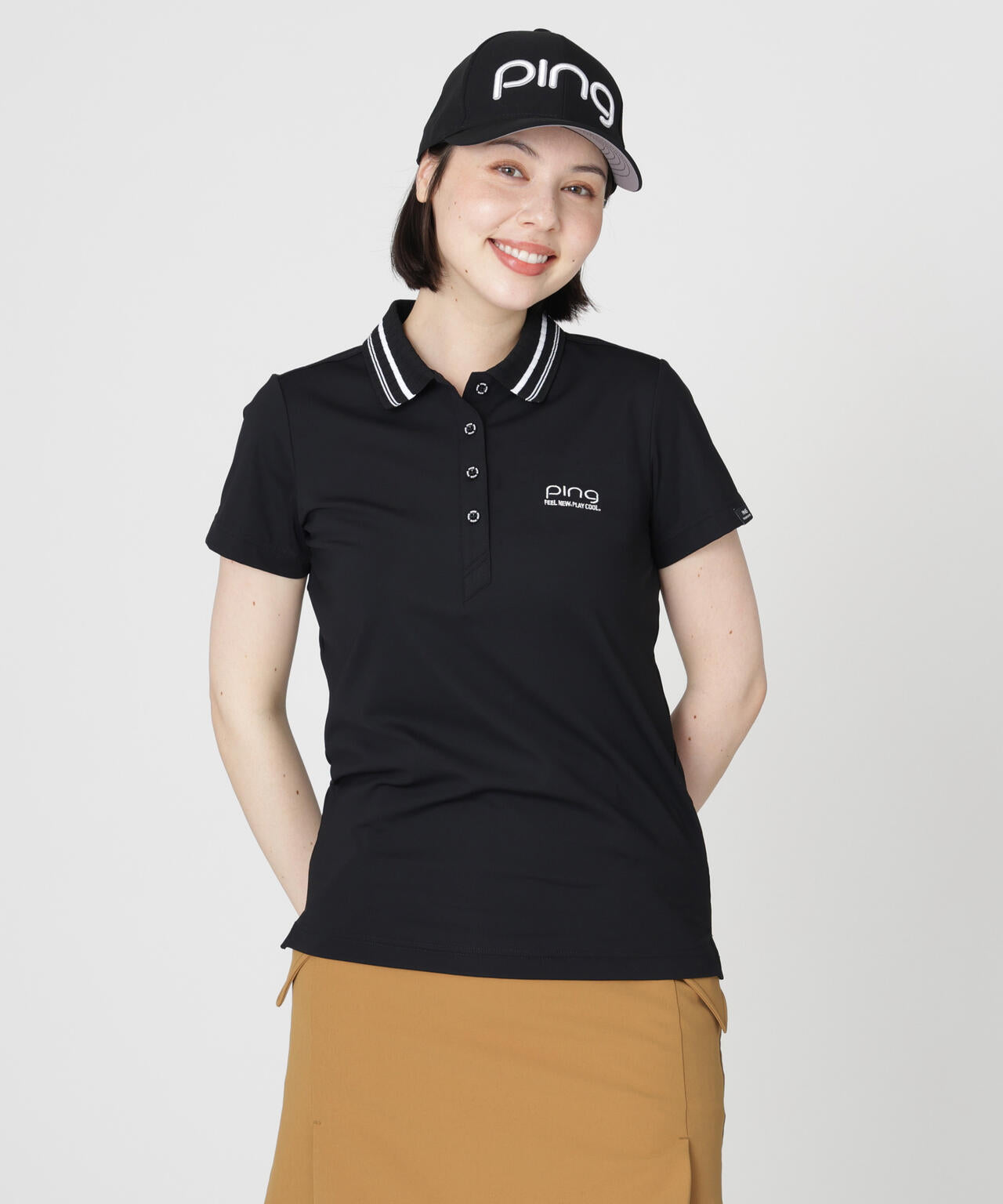 【PING APPAREL】ライン衿半袖ポロシャツ (LADIES)
