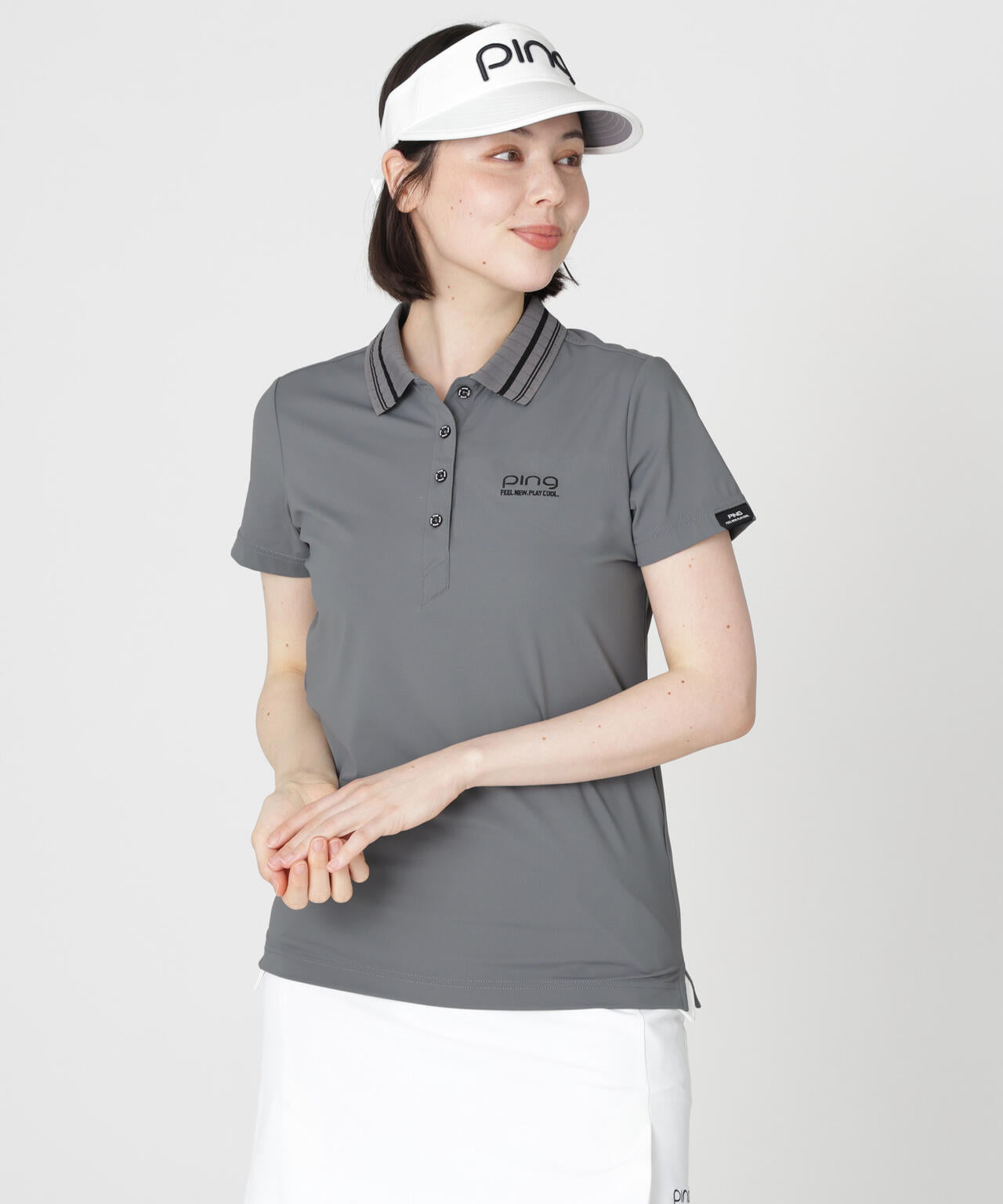 【PING APPAREL】ライン衿半袖ポロシャツ (LADIES)