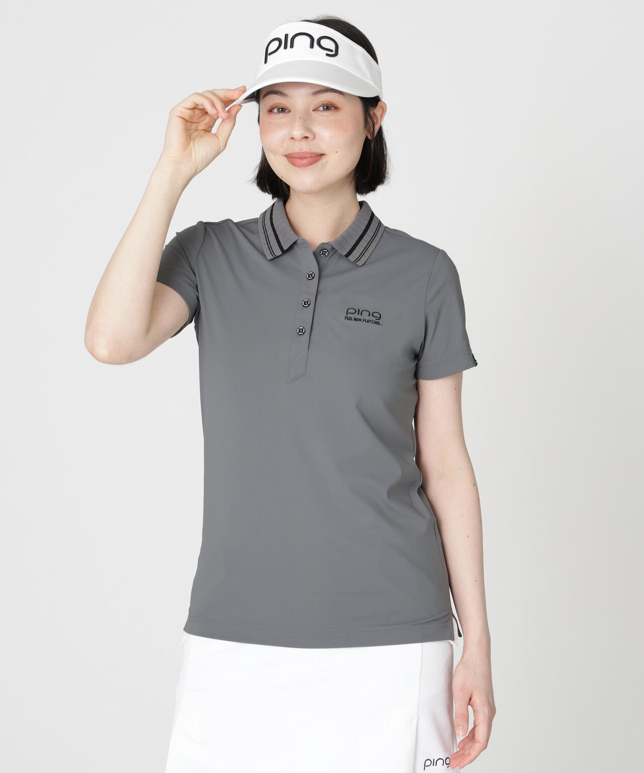 【PING APPAREL】ライン衿半袖ポロシャツ (LADIES)
