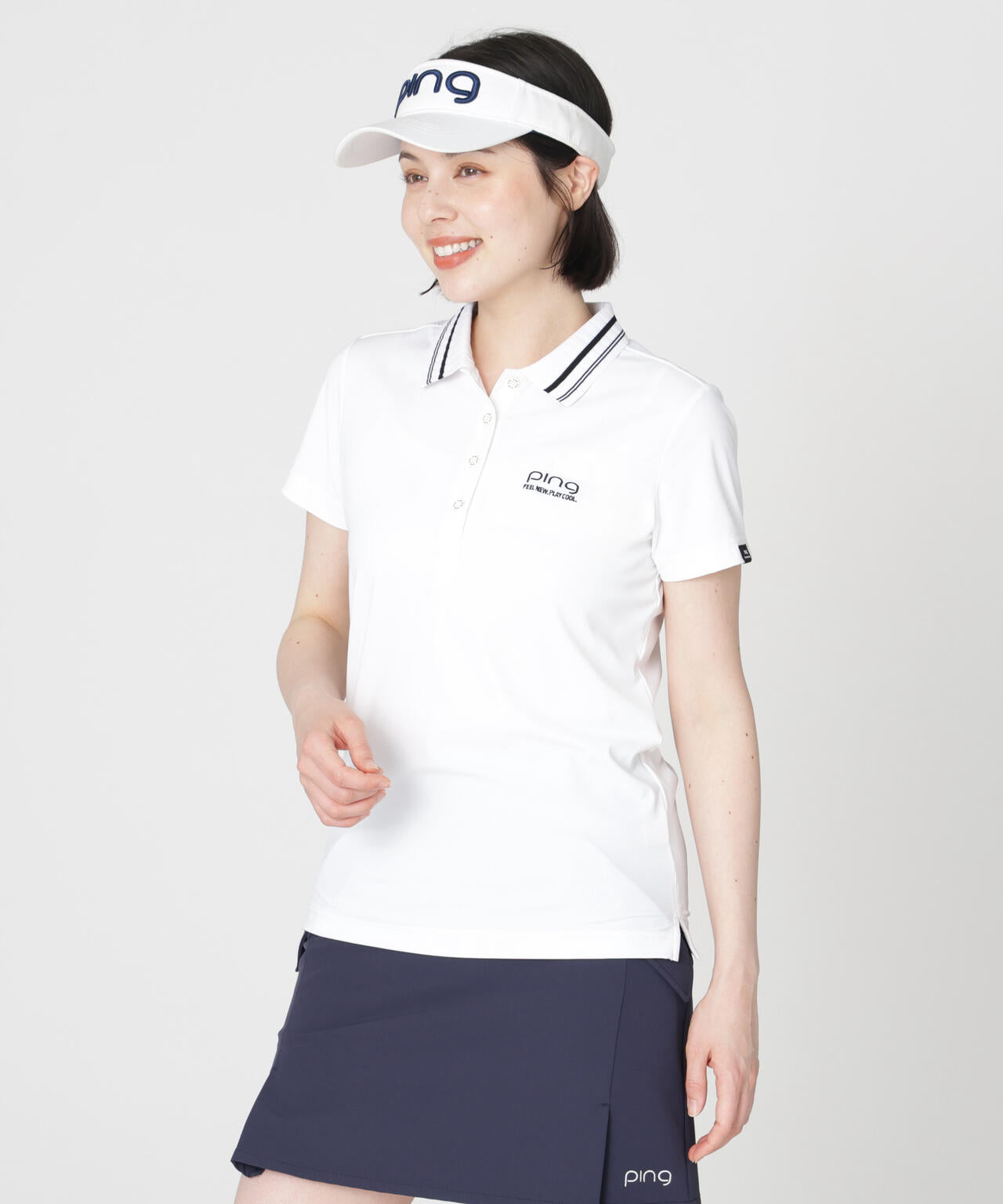 【PING APPAREL】ライン衿半袖ポロシャツ (LADIES)