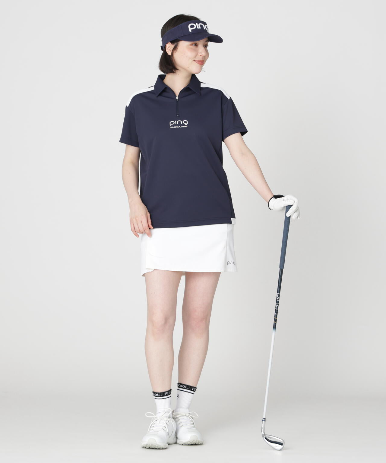 【PING APPAREL】オクタピンメッシュ半袖ハーフジップシャツ (LADIES)