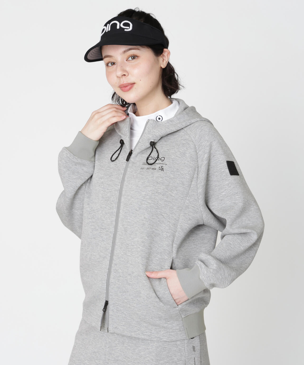 PING APPAREL】全方向ストレッチダンボールニットフルジップフーディー