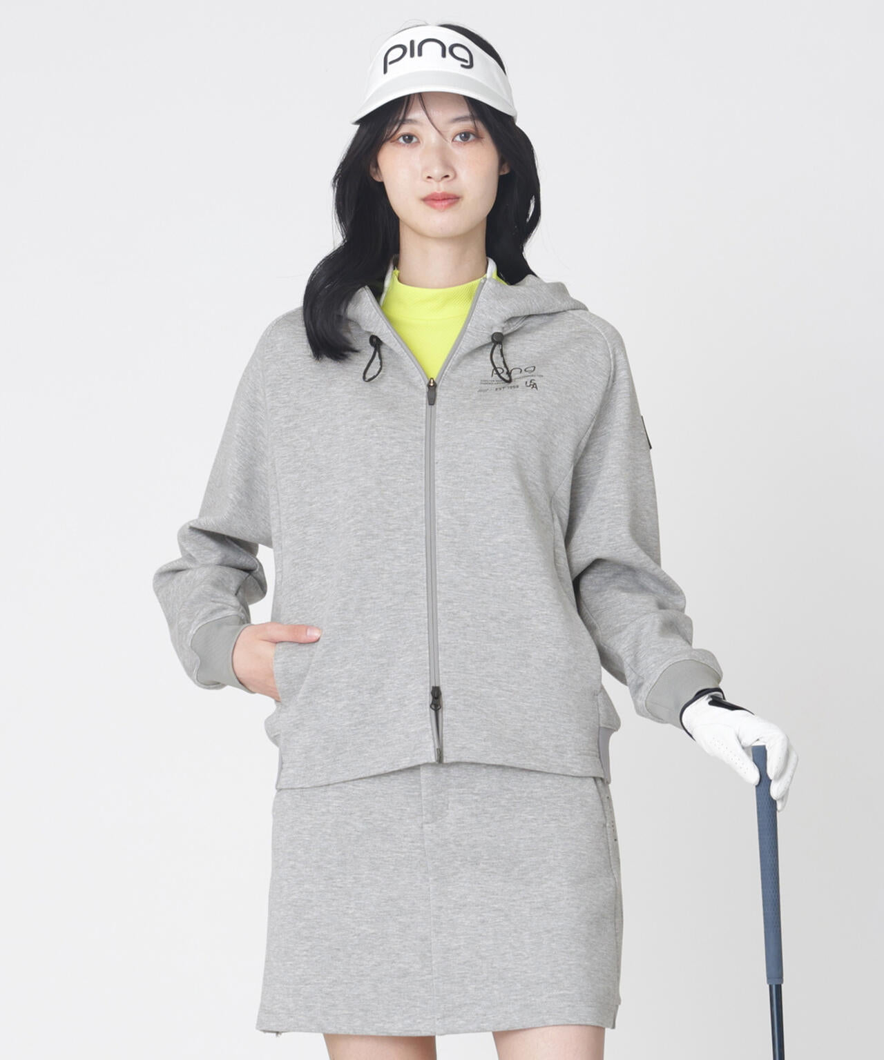 PING APPAREL】全方向ストレッチダンボールニットフルジップフーディー