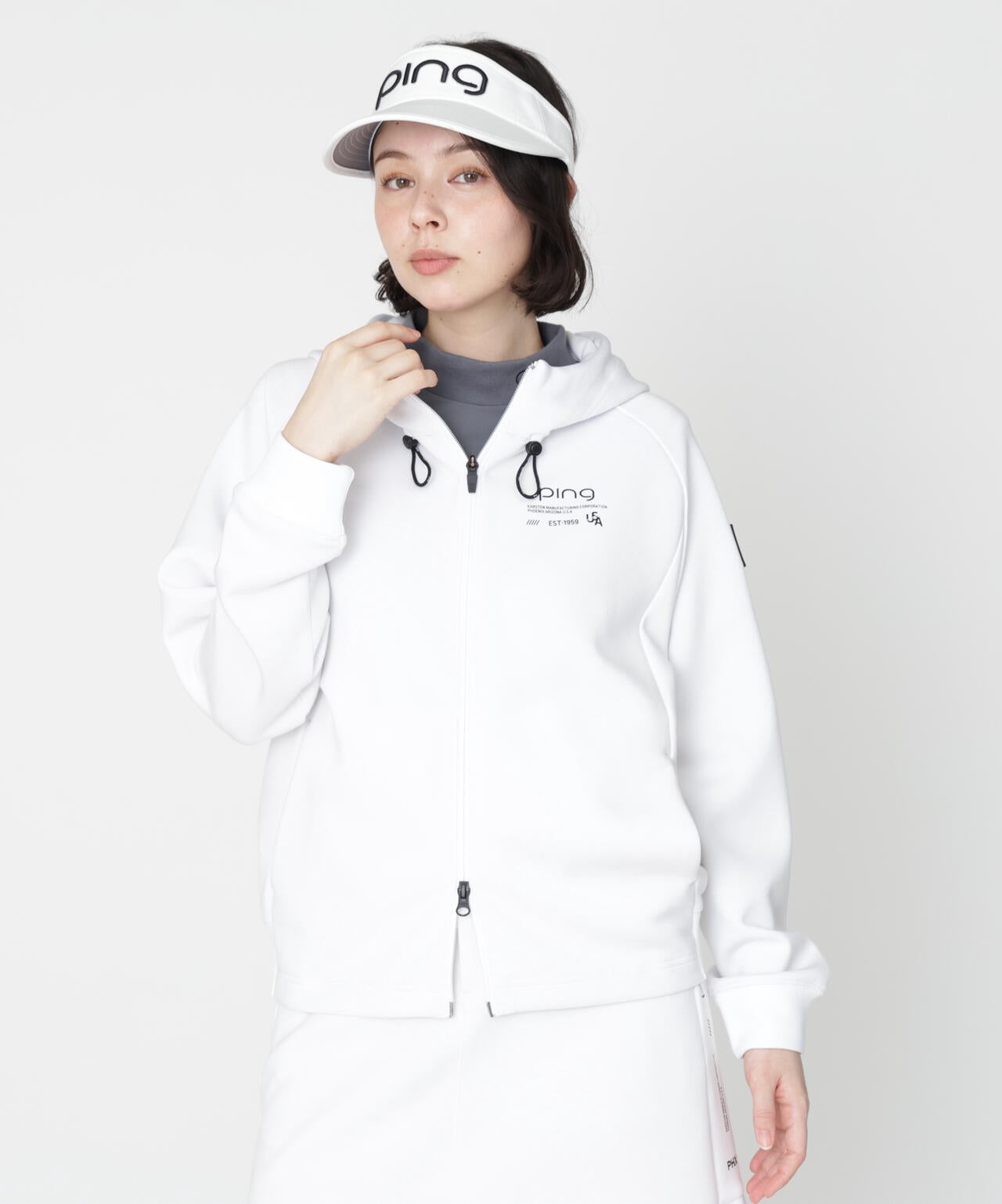 PING APPAREL】全方向ストレッチダンボールニットフルジップフーディー