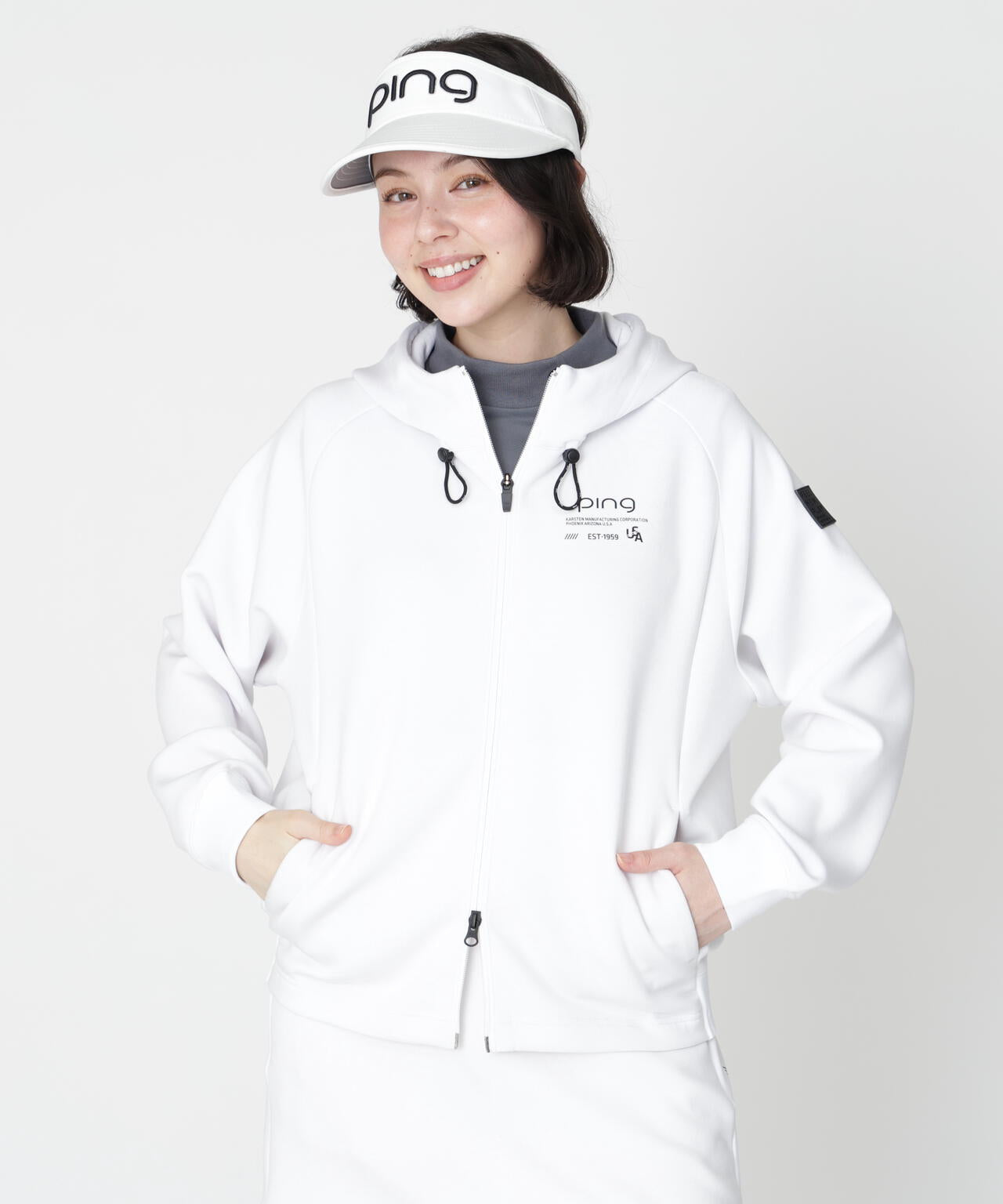 PING APPAREL】全方向ストレッチダンボールニットフルジップフーディー