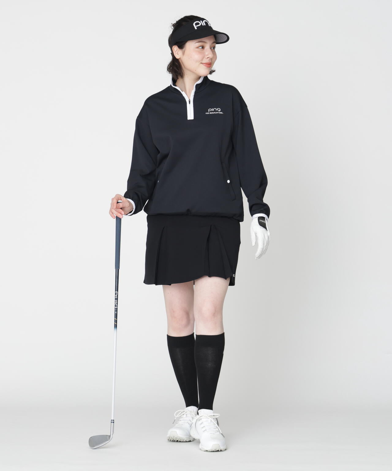 【PING APPAREL】メッシュリバーニットハーフジップカットソー (LADIES)