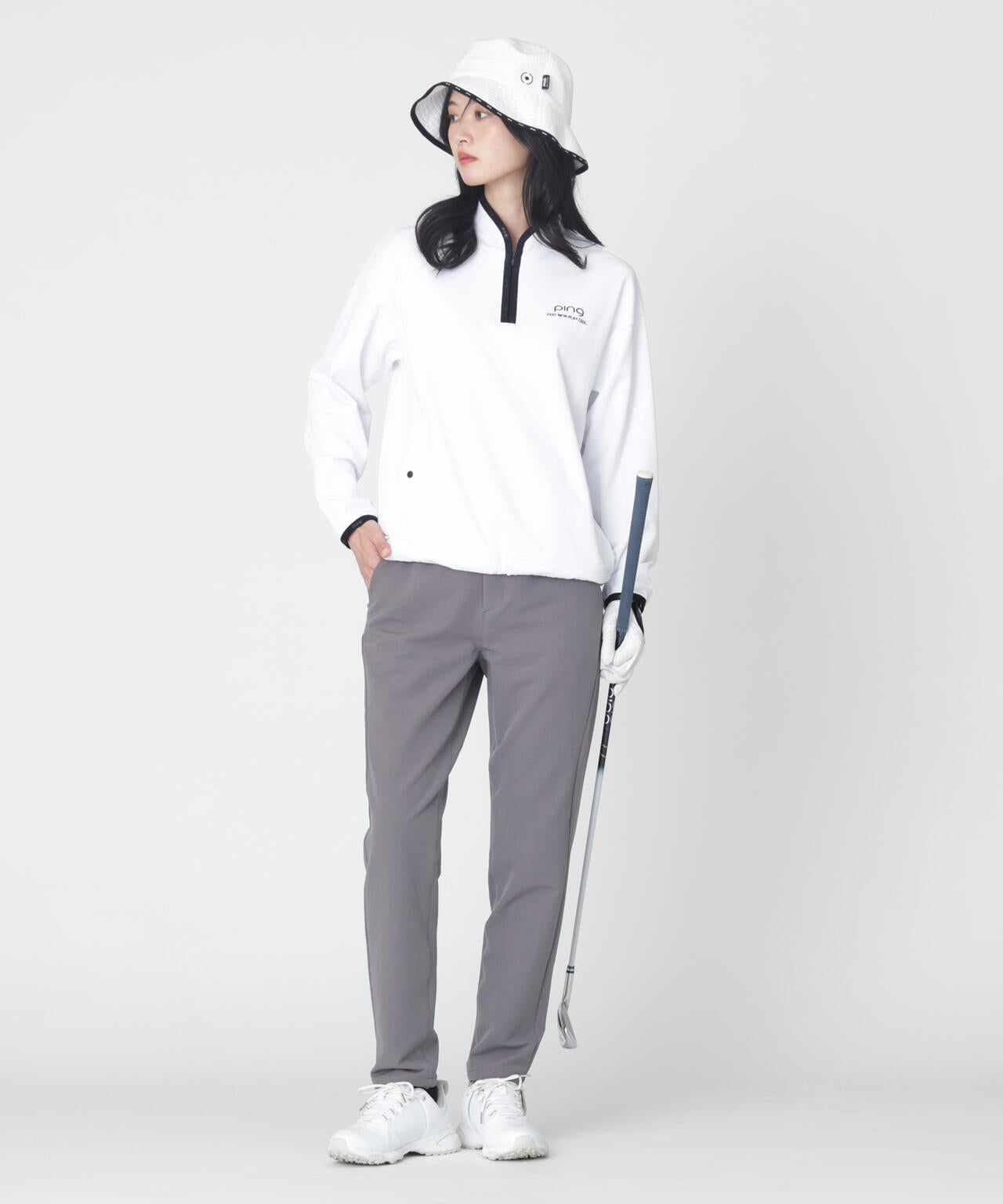 【PING APPAREL】メッシュリバーニットハーフジップカットソー (LADIES)