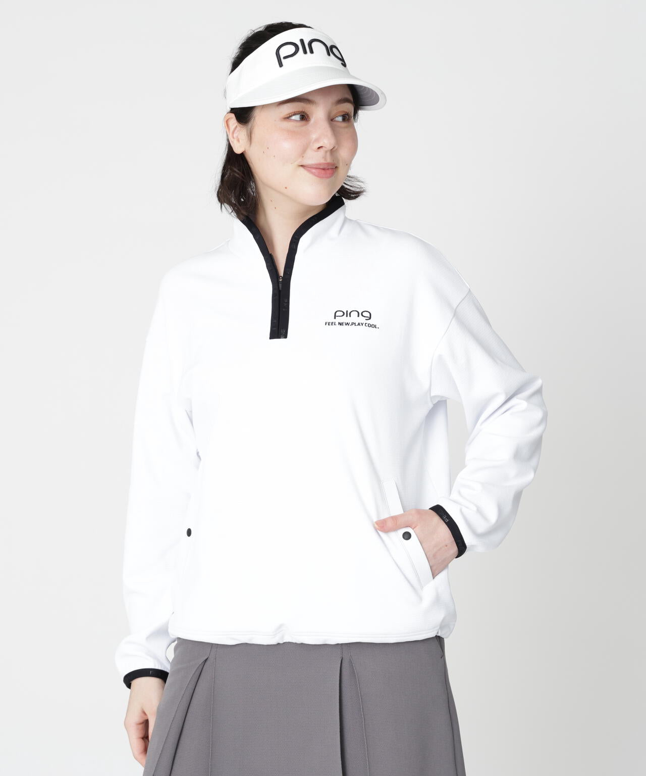 【PING APPAREL】メッシュリバーニットハーフジップカットソー (LADIES)