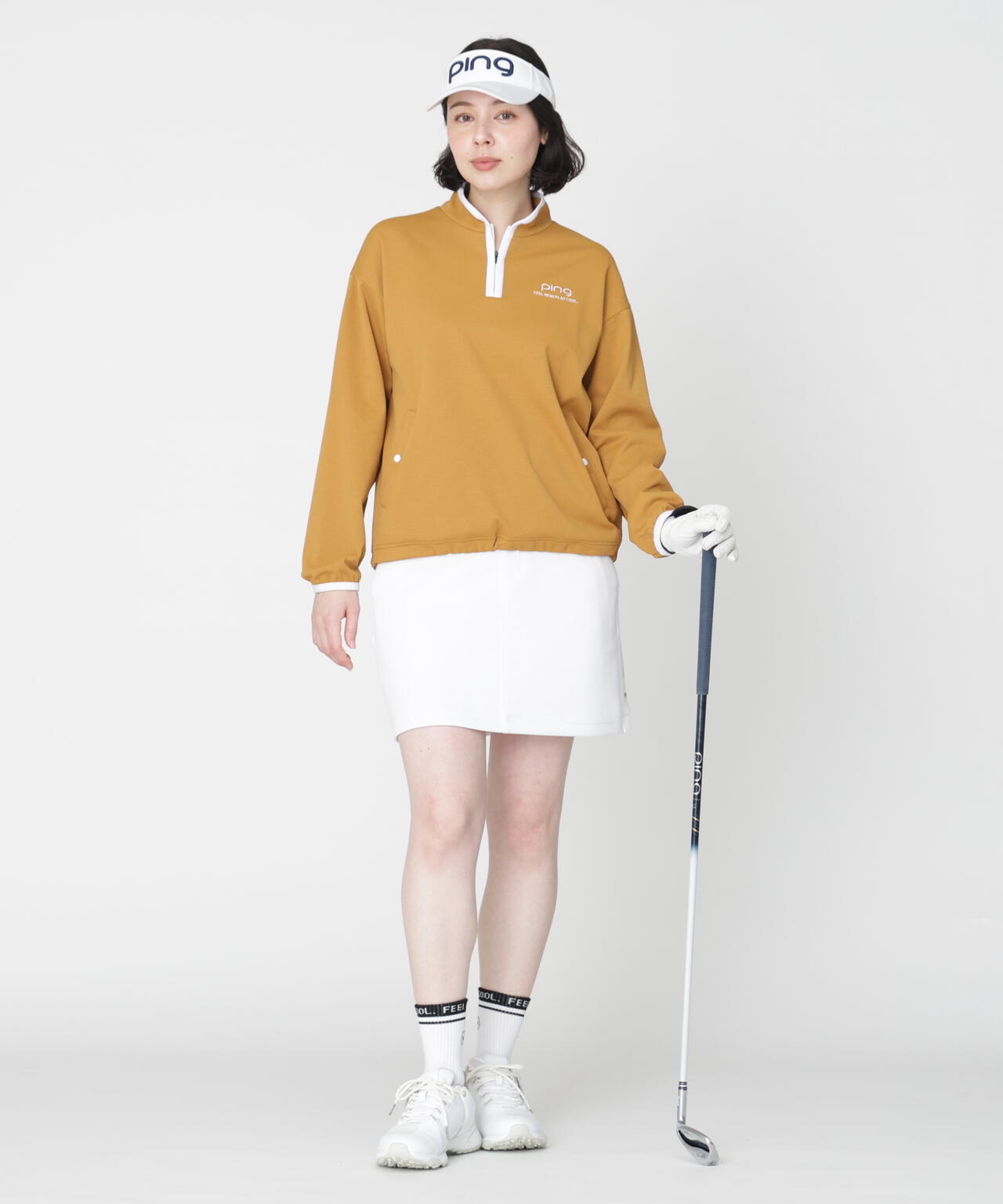 【PING APPAREL】メッシュリバーニットハーフジップカットソー (LADIES)