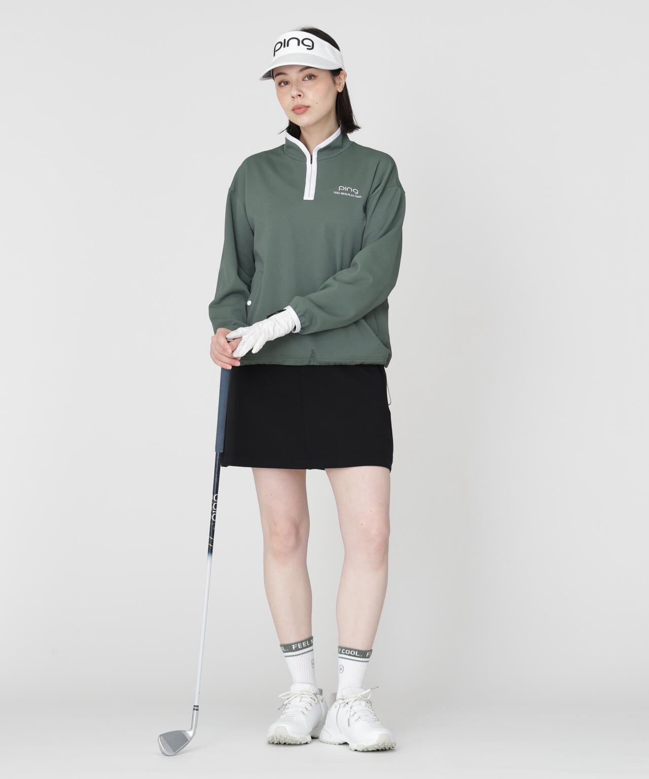 【PING APPAREL】メッシュリバーニットハーフジップカットソー (LADIES)