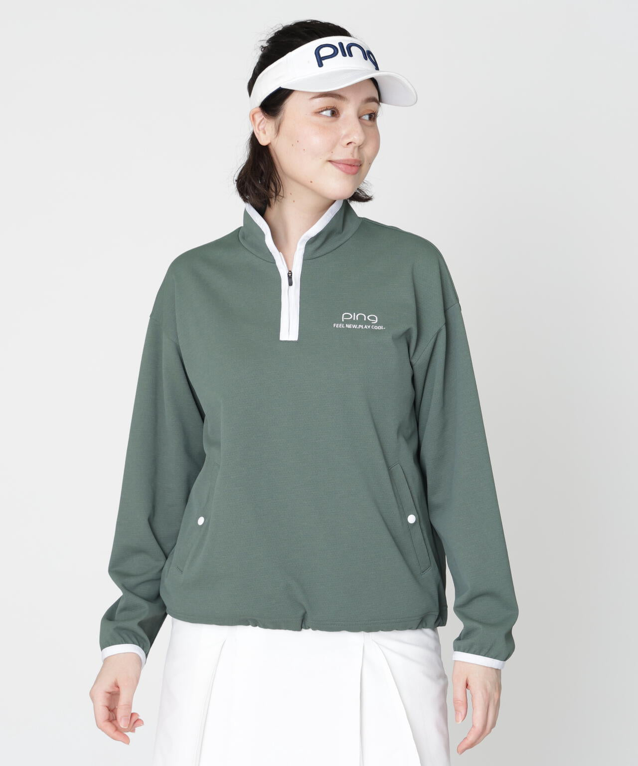 【PING APPAREL】メッシュリバーニットハーフジップカットソー (LADIES)
