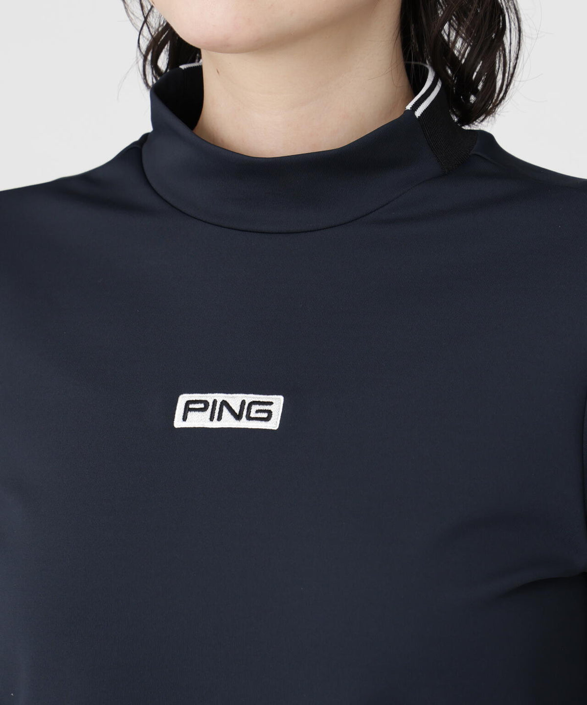 [PING APPAREL] [保温] 裏起毛ラインデザイン長袖ハイネックシャツ (LADIES)