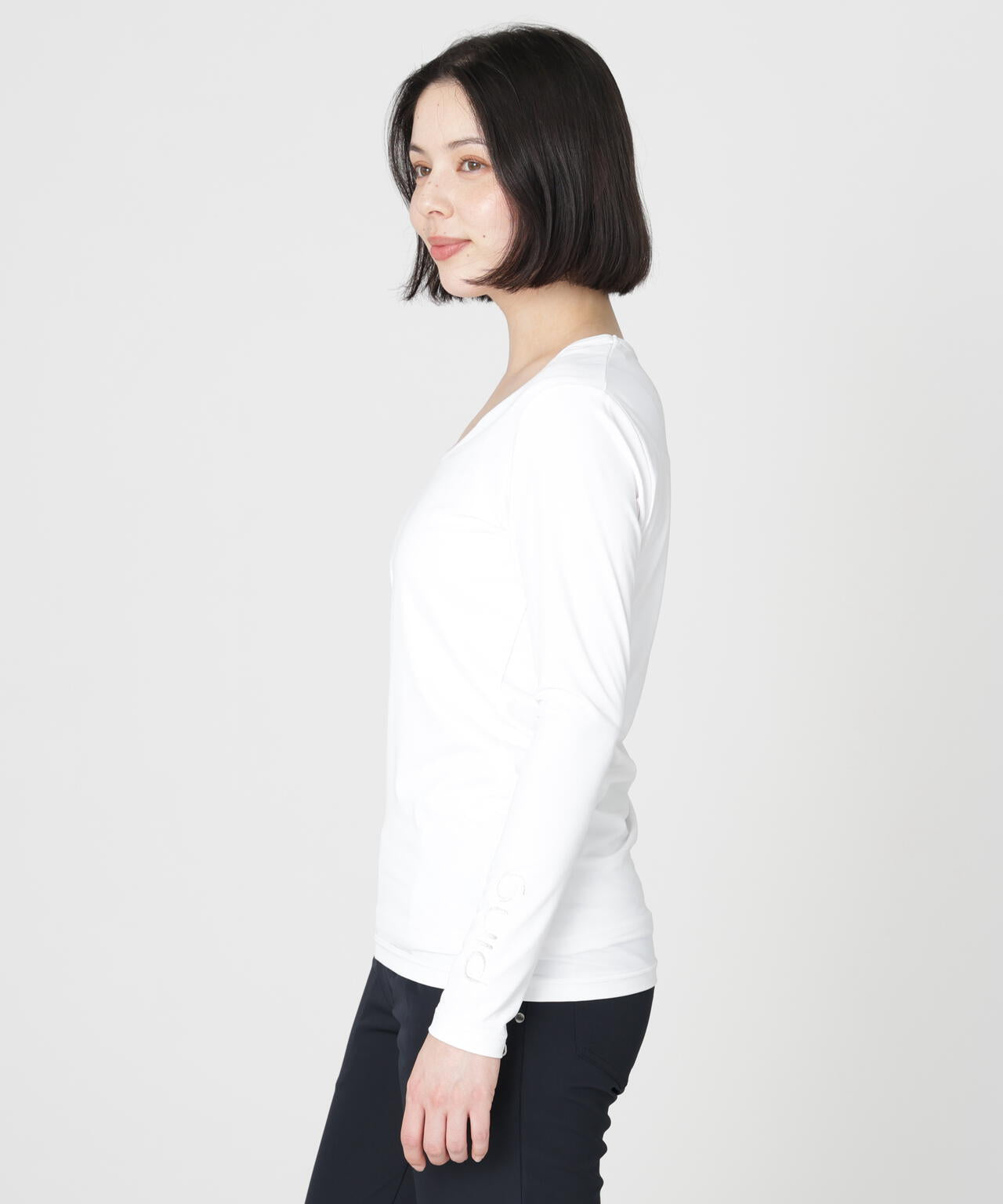 PING APPAREL】ベア天竺UV接触冷感長袖Uネックインナー (LADIES