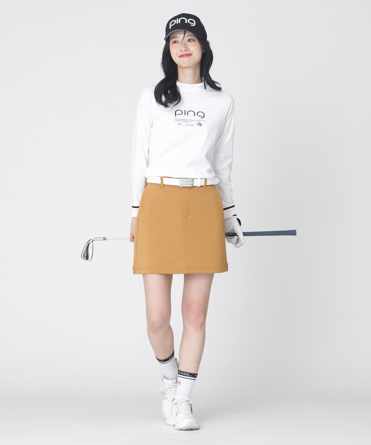 【PING APPAREL】格子リバーススクラムテック長袖ハイネックシャツ (LADIES)