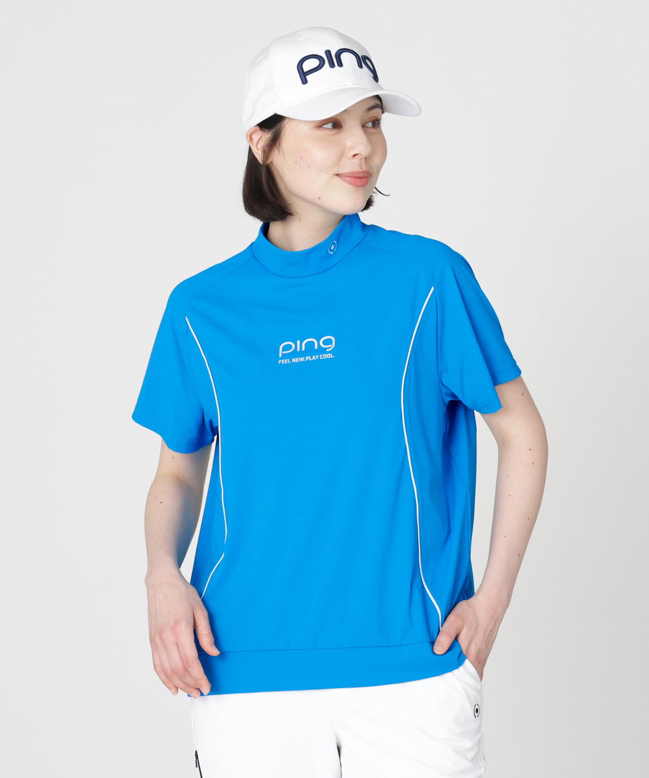 【PING APPAREL】リラックス半袖ハイネックシャツ (LADIES)