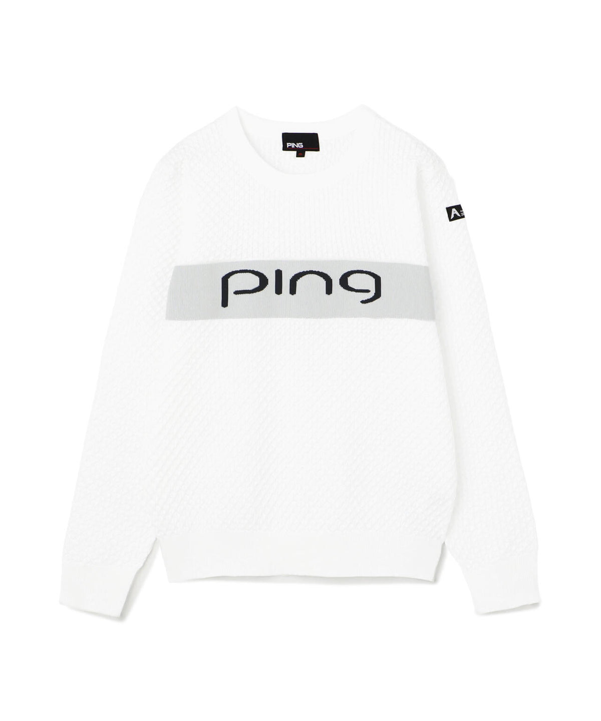 [PING APPAREL] ハニカムジャカードクルーネックニットプルオーバー ＜GOLD＞ (LADIES)