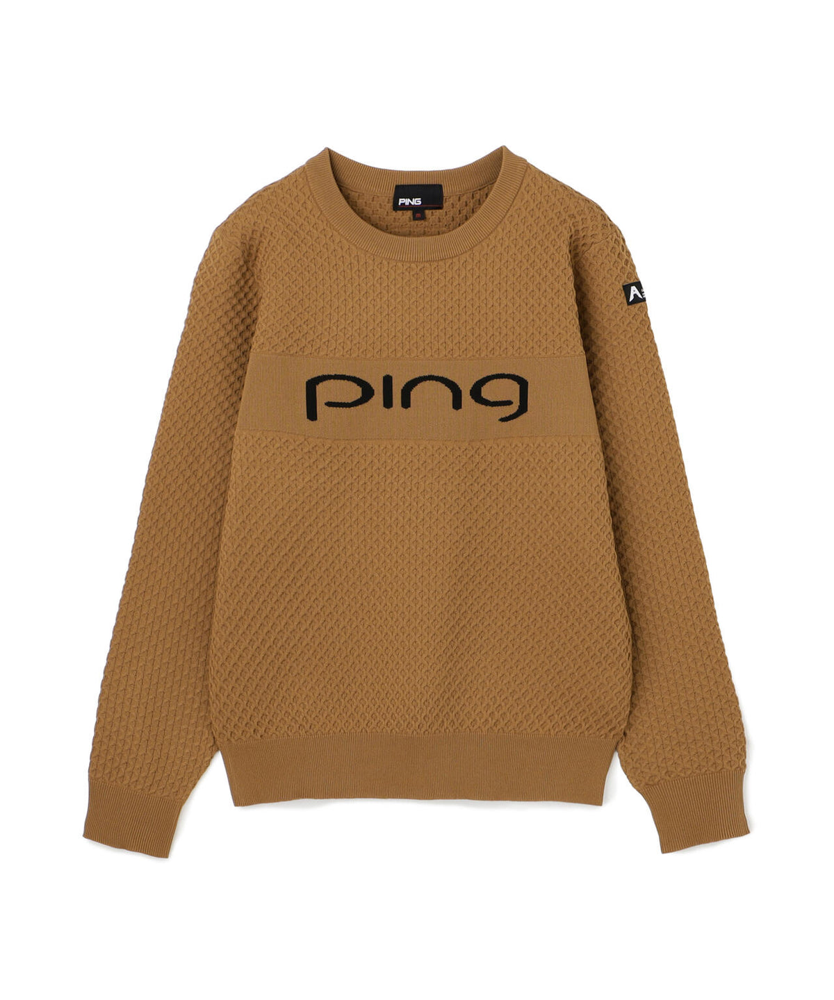 [PING APPAREL] ハニカムジャカードクルーネックニットプルオーバー ＜GOLD＞ (LADIES)