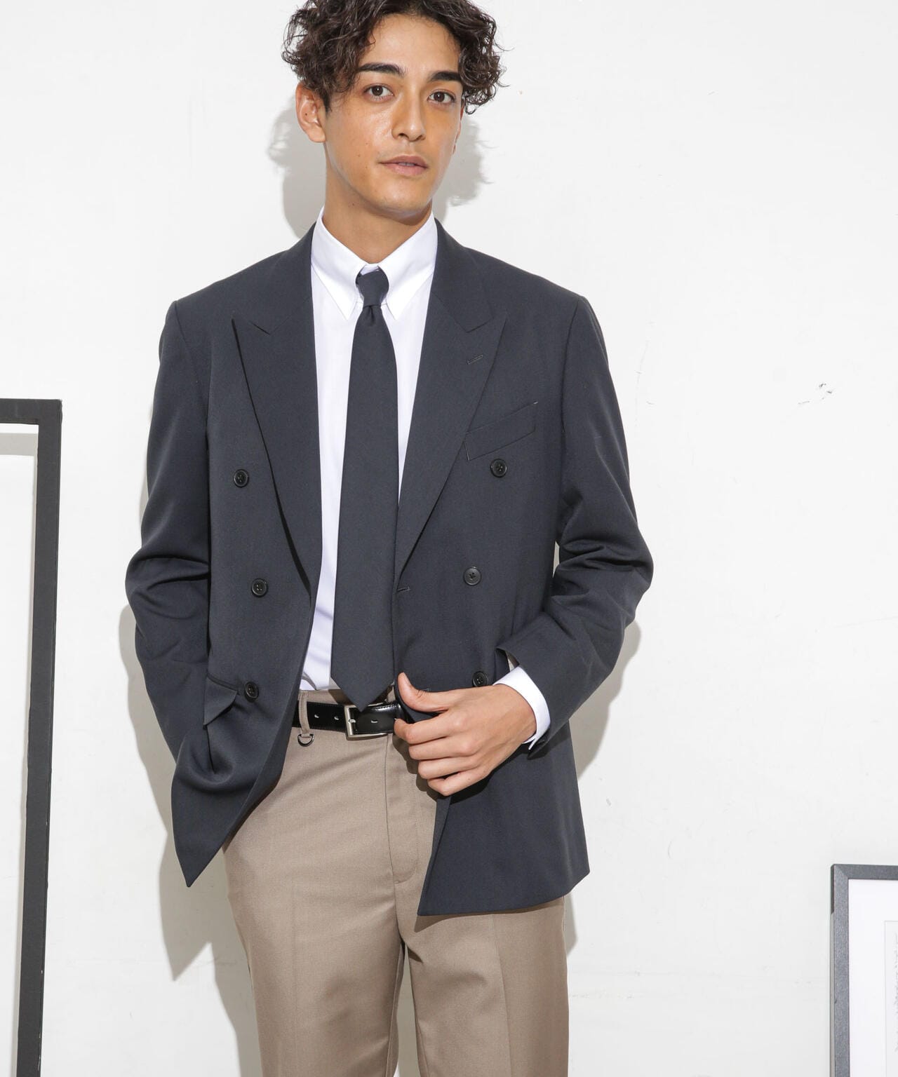 [極美品]ESSENTIAL LINE TWダブルジャケット ESSENTIAL LINE」TWソリッドダブルジャケット