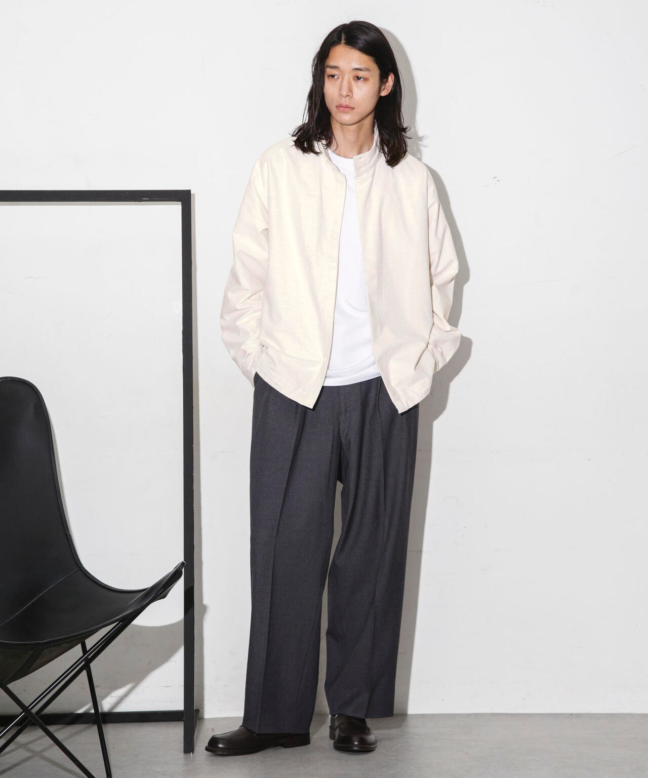 シャモアクロス スタンドカラーシャツ | NANO universe（ナノ