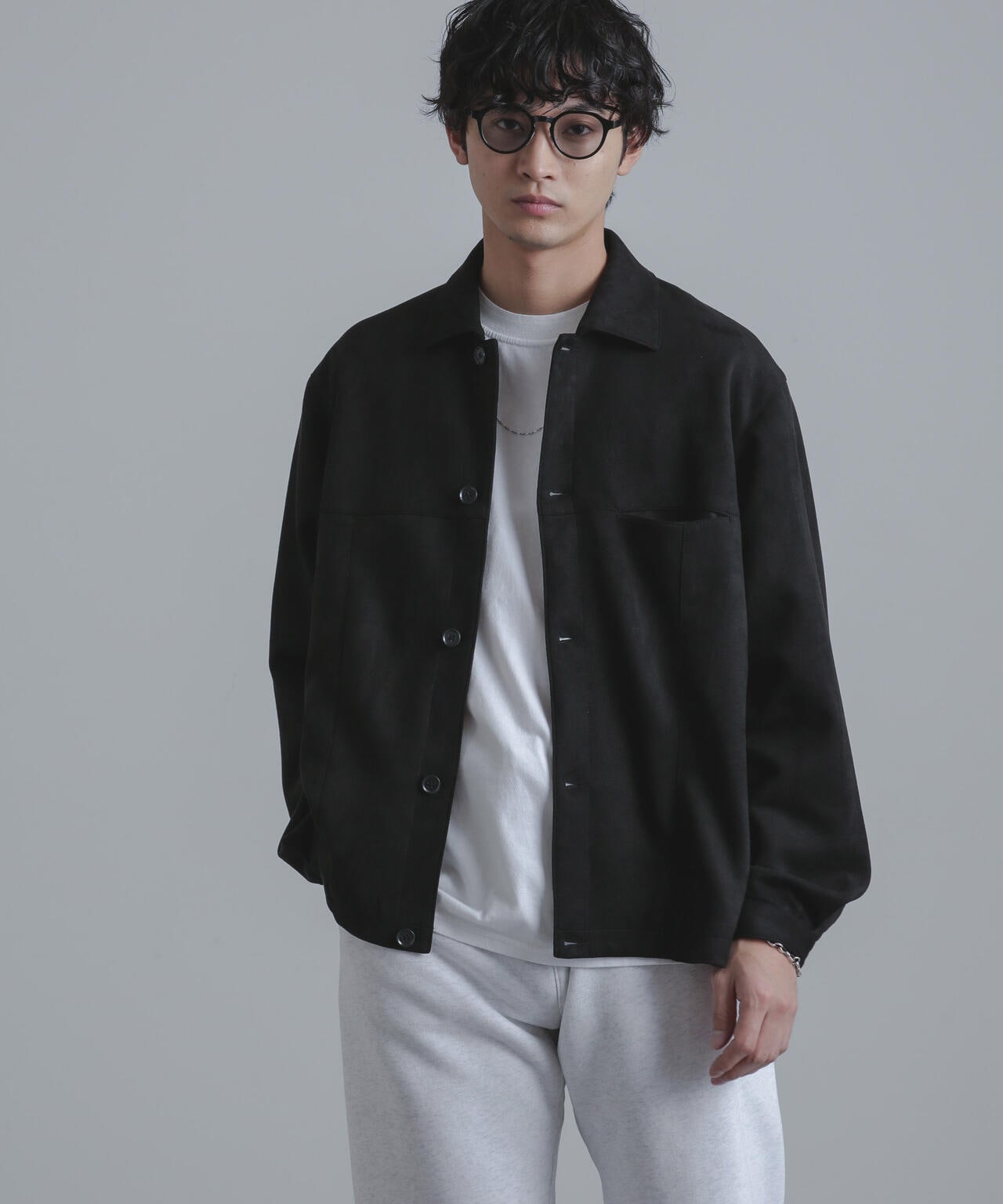 フェイクスウェードストレッチリラックスシャツブルゾン | NANO
