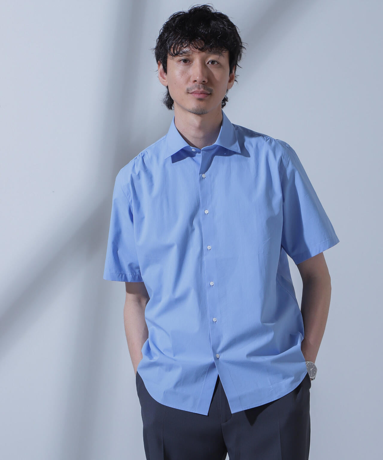 N SHIRTS」AntiSoaked(R)汗染み防止セミワイドカラーシャツ半袖 | NANO
