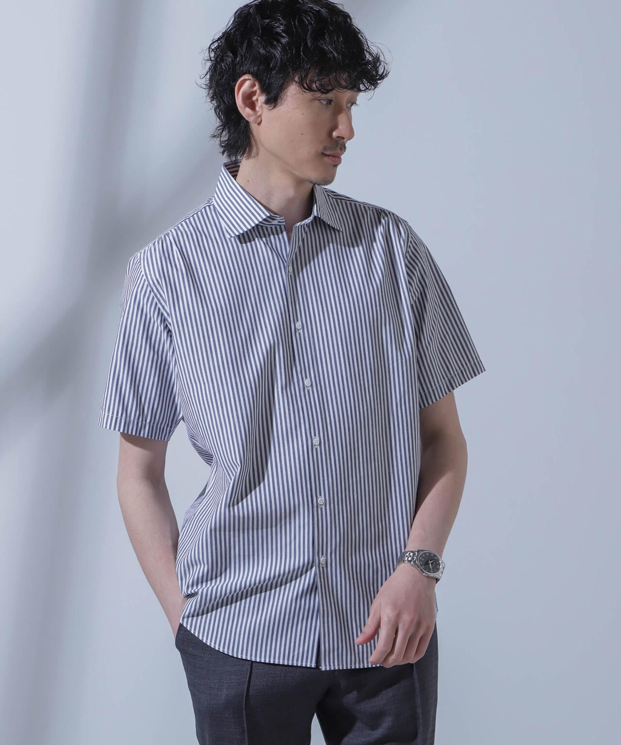 N SHIRTS」AntiSoaked(R)汗染み防止セミワイドカラーシャツ半袖 | NANO