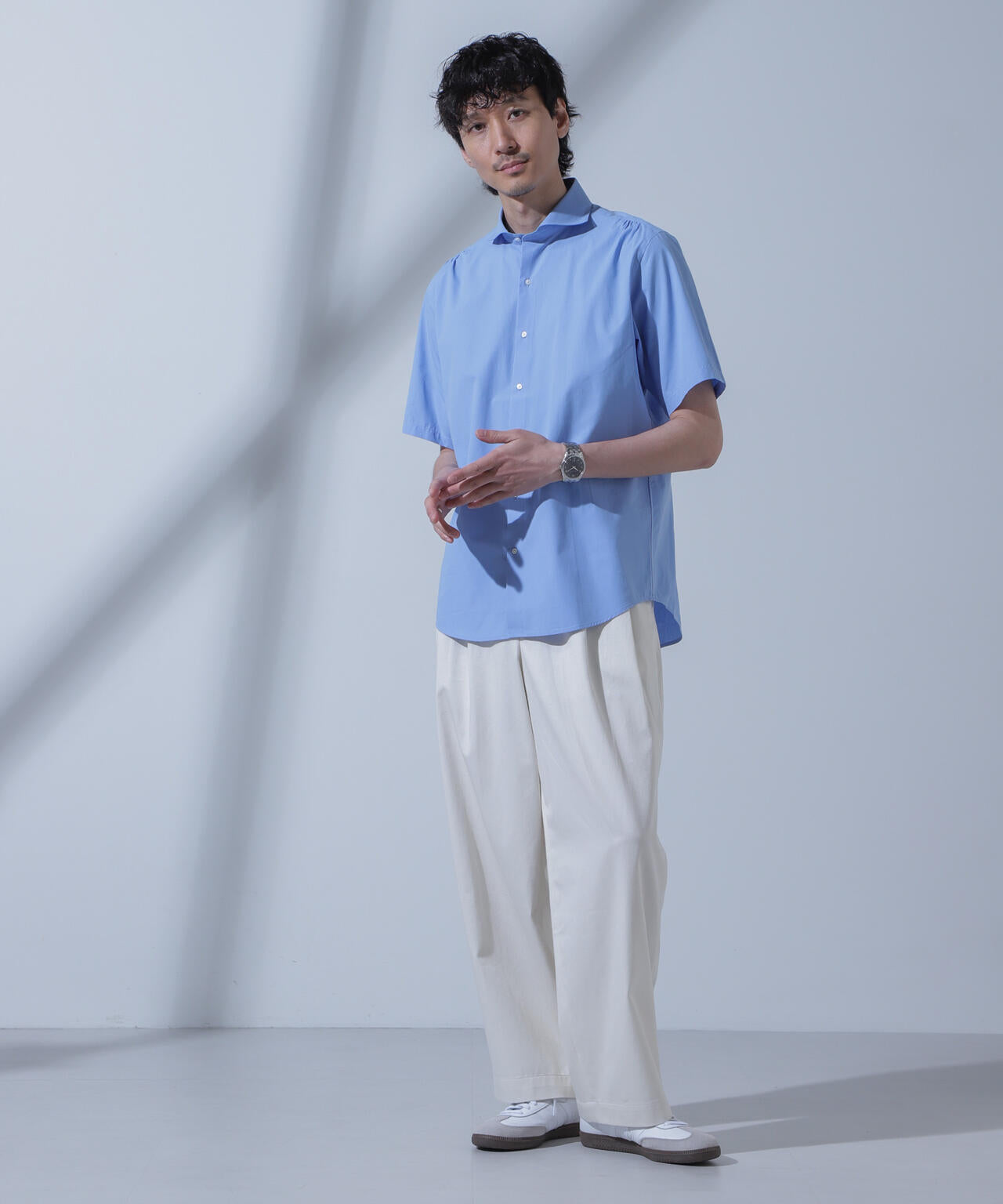 N SHIRTS」AntiSoaked(R)汗染み防止ホリゾンタルカラーシャツ半袖
