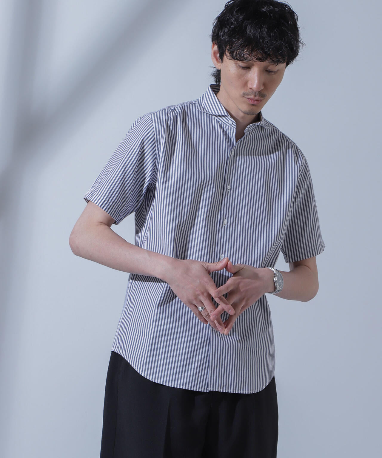 N SHIRTS」AntiSoaked(R)汗染み防止ホリゾンタルカラーシャツ半袖