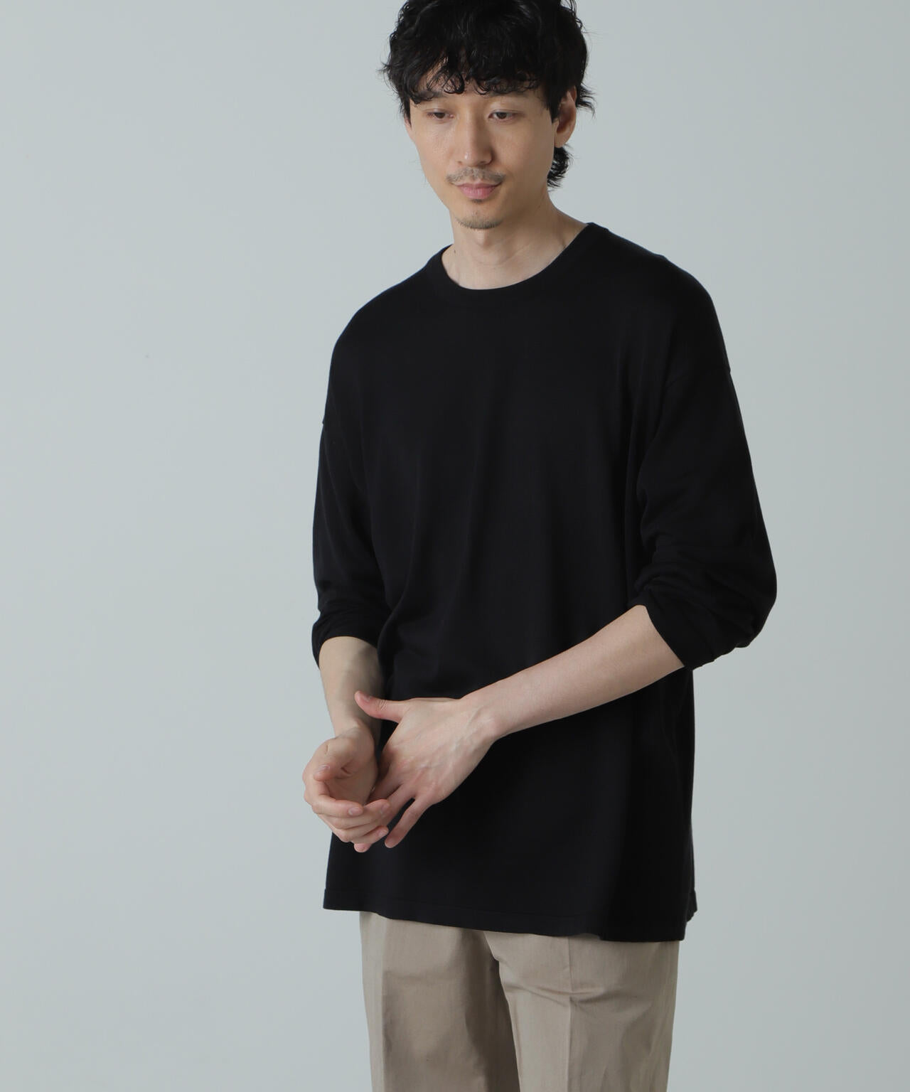 AB.シルクプレーティングリラックスニットTシャツ