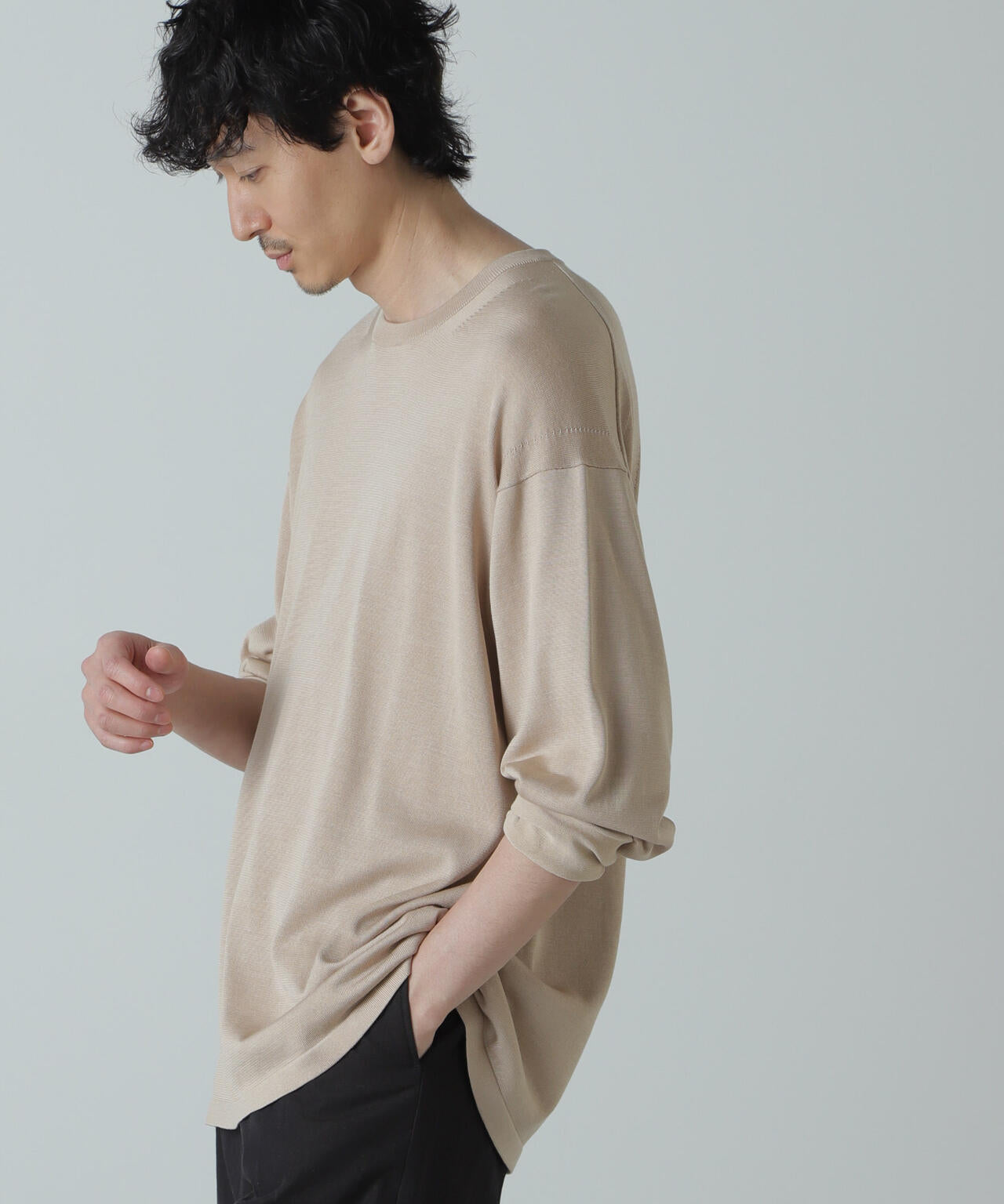 AB.シルクプレーティングリラックスニットTシャツ | NANO universe