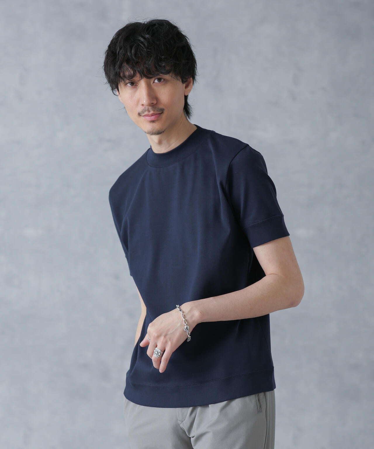 「FORMAL JERSEY」モックネックカットソー半袖