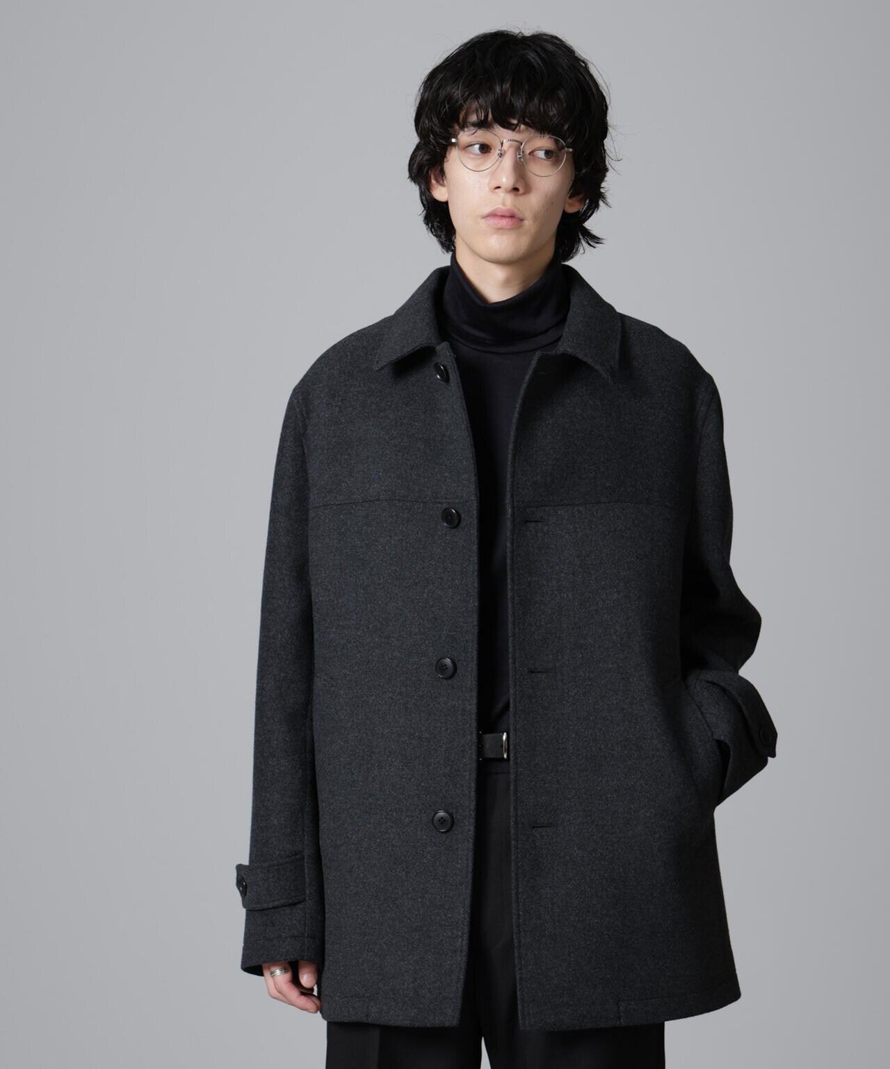 ウールカシミヤ二重織りメルトンカーコート ウールカシミヤ二重織りメルトンカーコート | NANO universe（ナノ