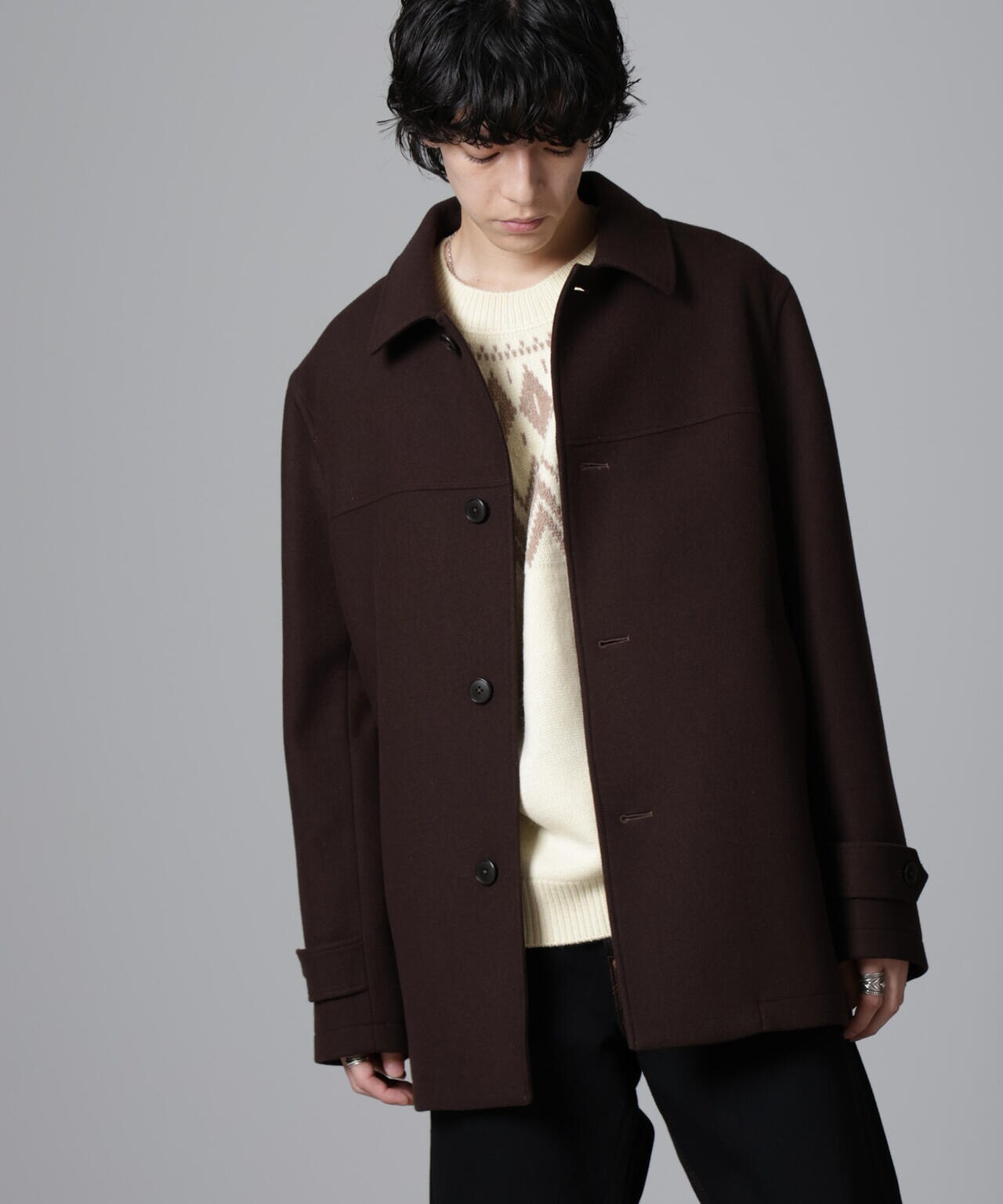 ウールカシミヤ二重織りメルトンカーコート ウール カシミヤ 二重織り メルトン カー コート