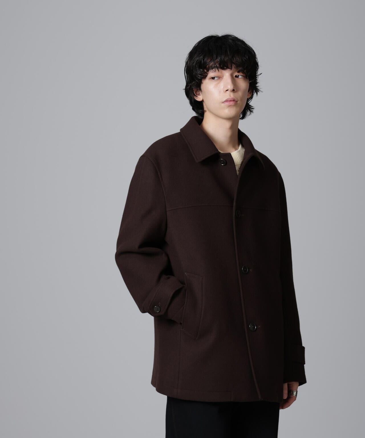 ウールカシミヤ二重織りメルトンカーコート | NANO universe（ナノ