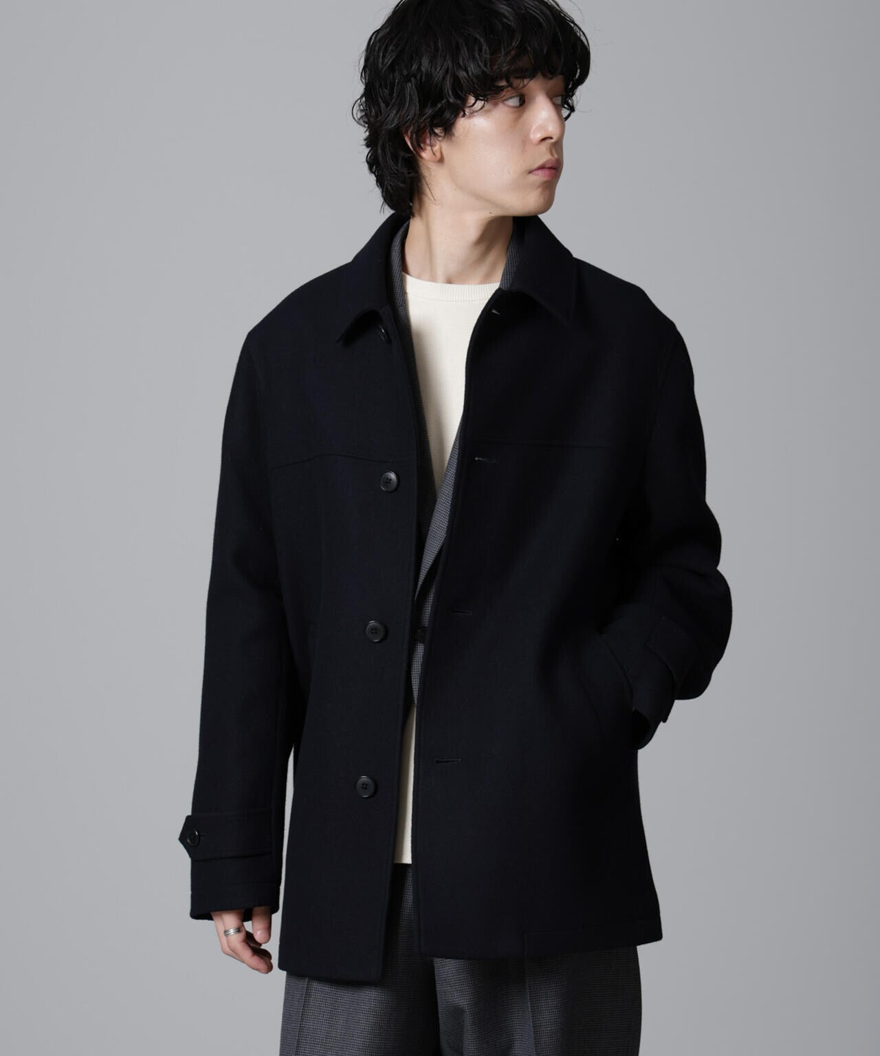 ウールカシミヤ二重織りメルトンカーコート | NANO universe
