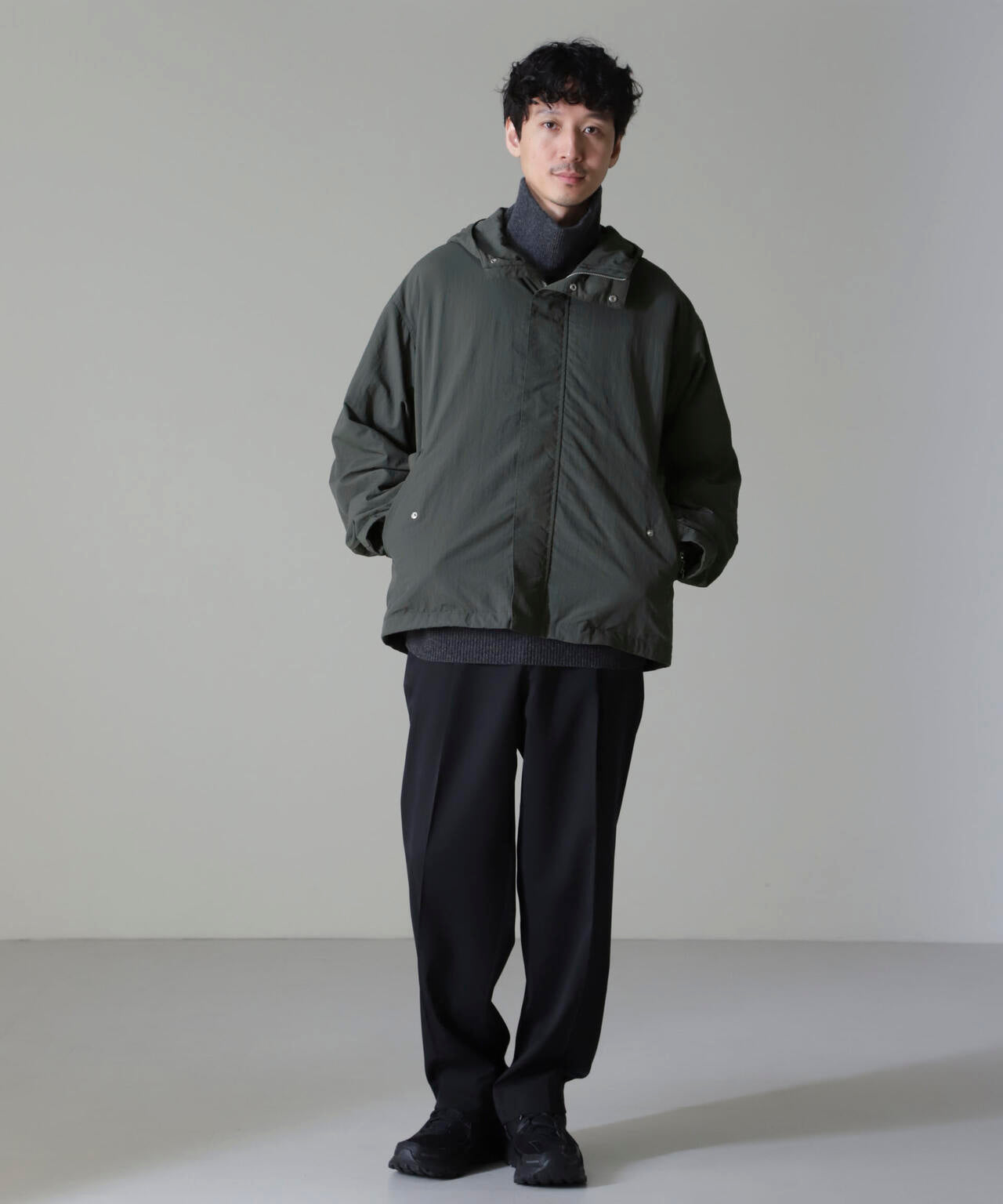 ショートモッズコート  カーキ 〔ナノユニバース 〕 水溶性ボンディング撥水ショートモッズコート(セットアップ可) | NANO