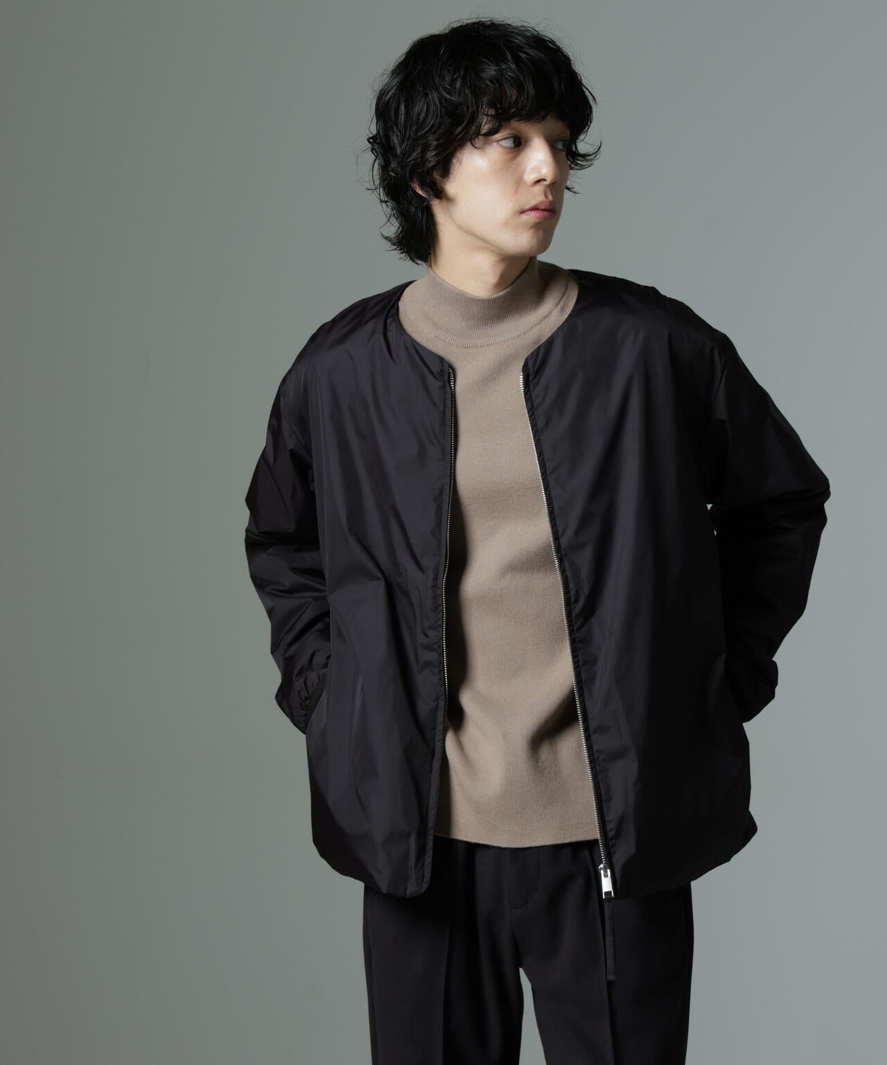 MC」coveross(R)TECH WARM 裏フリース ノーカラーブルゾン | NANO